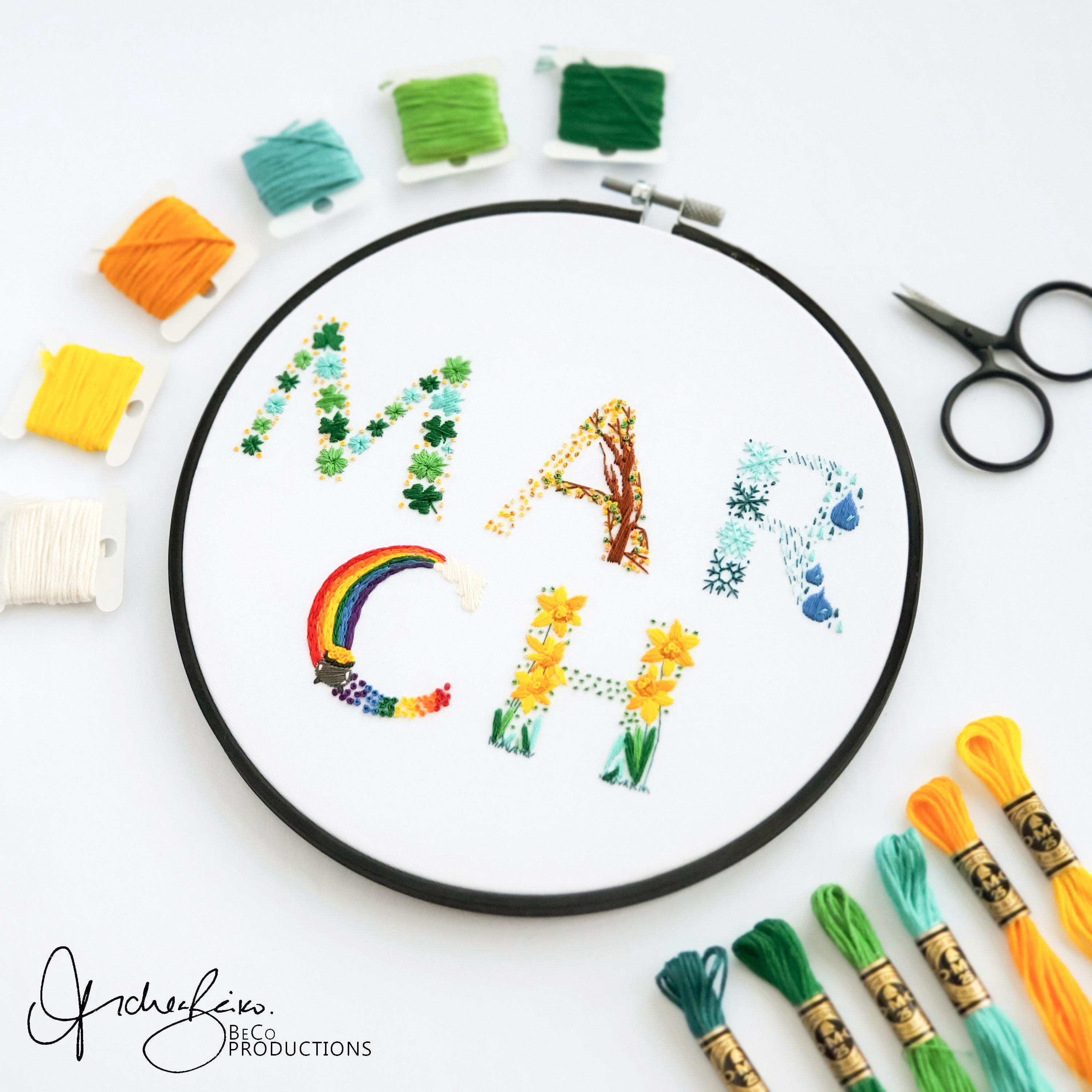 Monthly Text Bundle - PDF Digital Download Embroidery Series Pattern & Guide