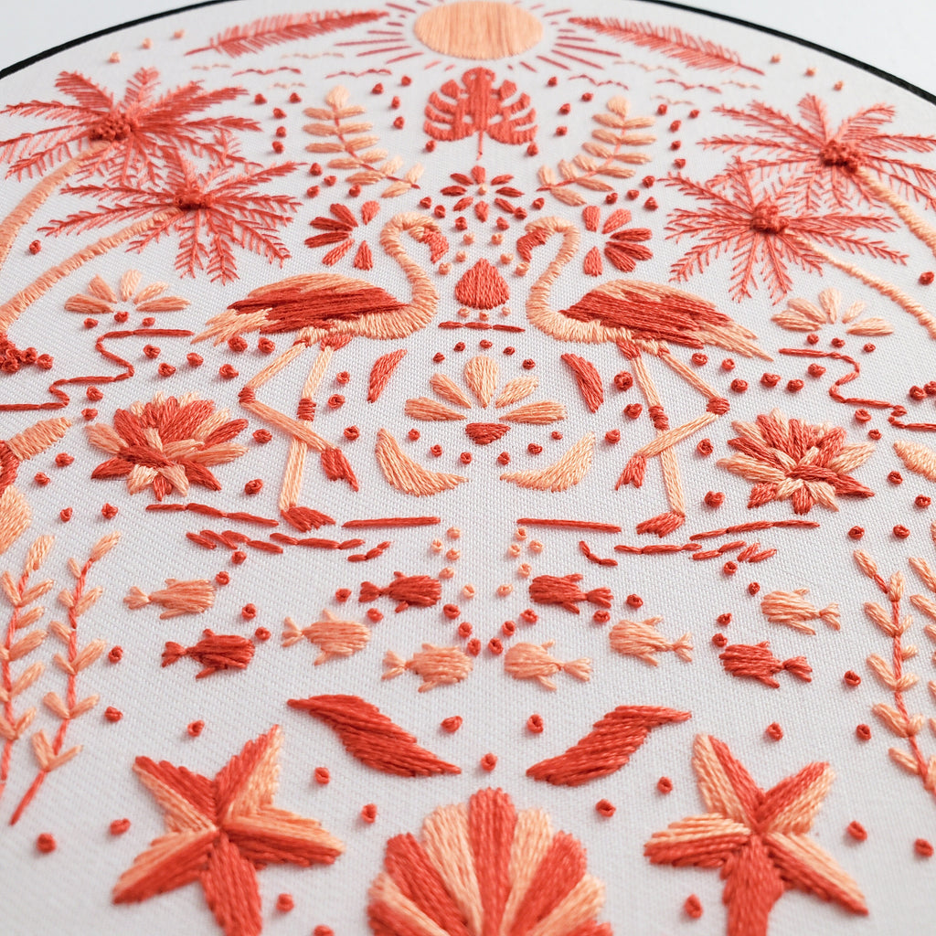 JULY Monthly Monochromatic Folk Art Inspired Series - PDF Digital Download Embroidery Pattern & Guide