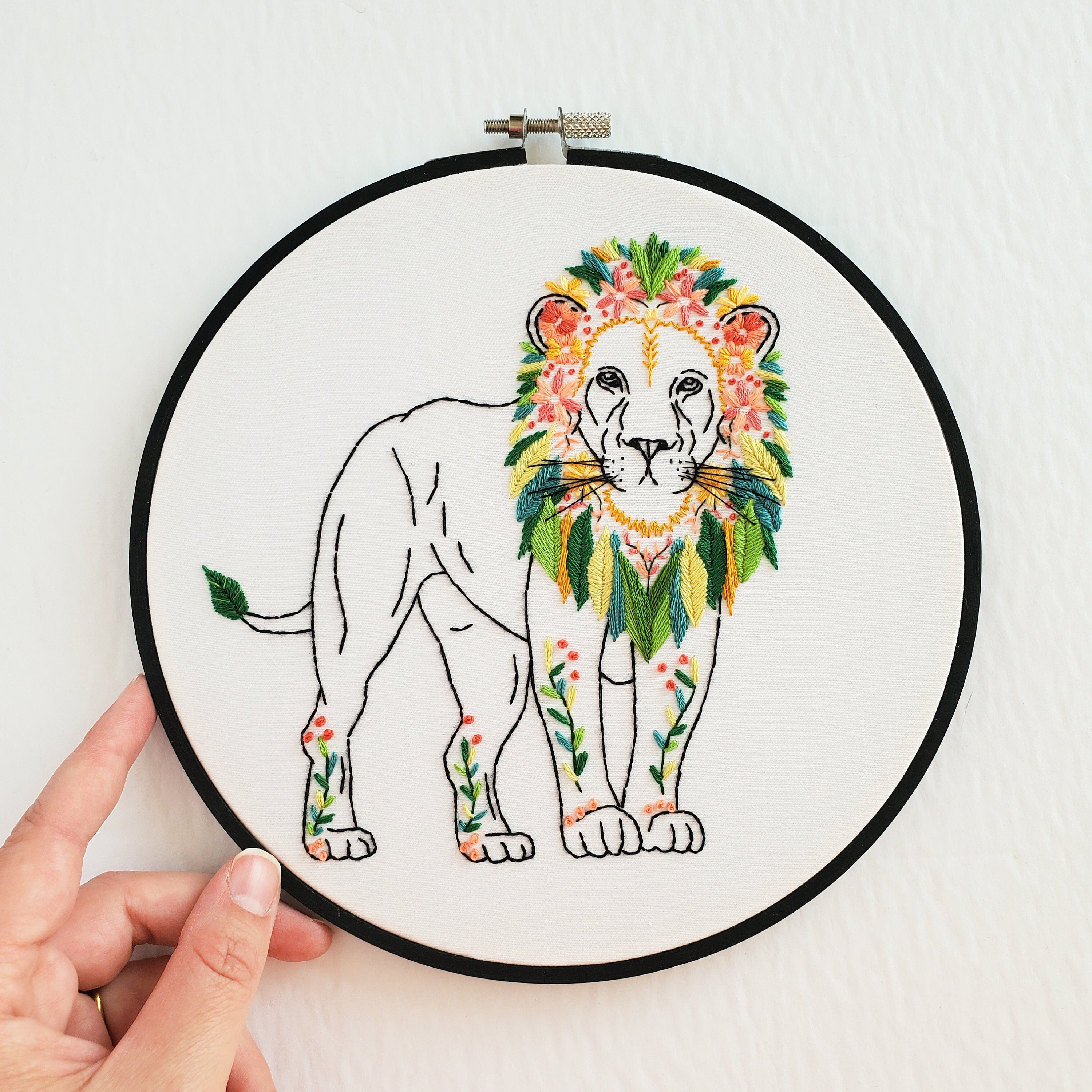 Floral Lion - PDF Digital Download Embroidery Pattern & Guide