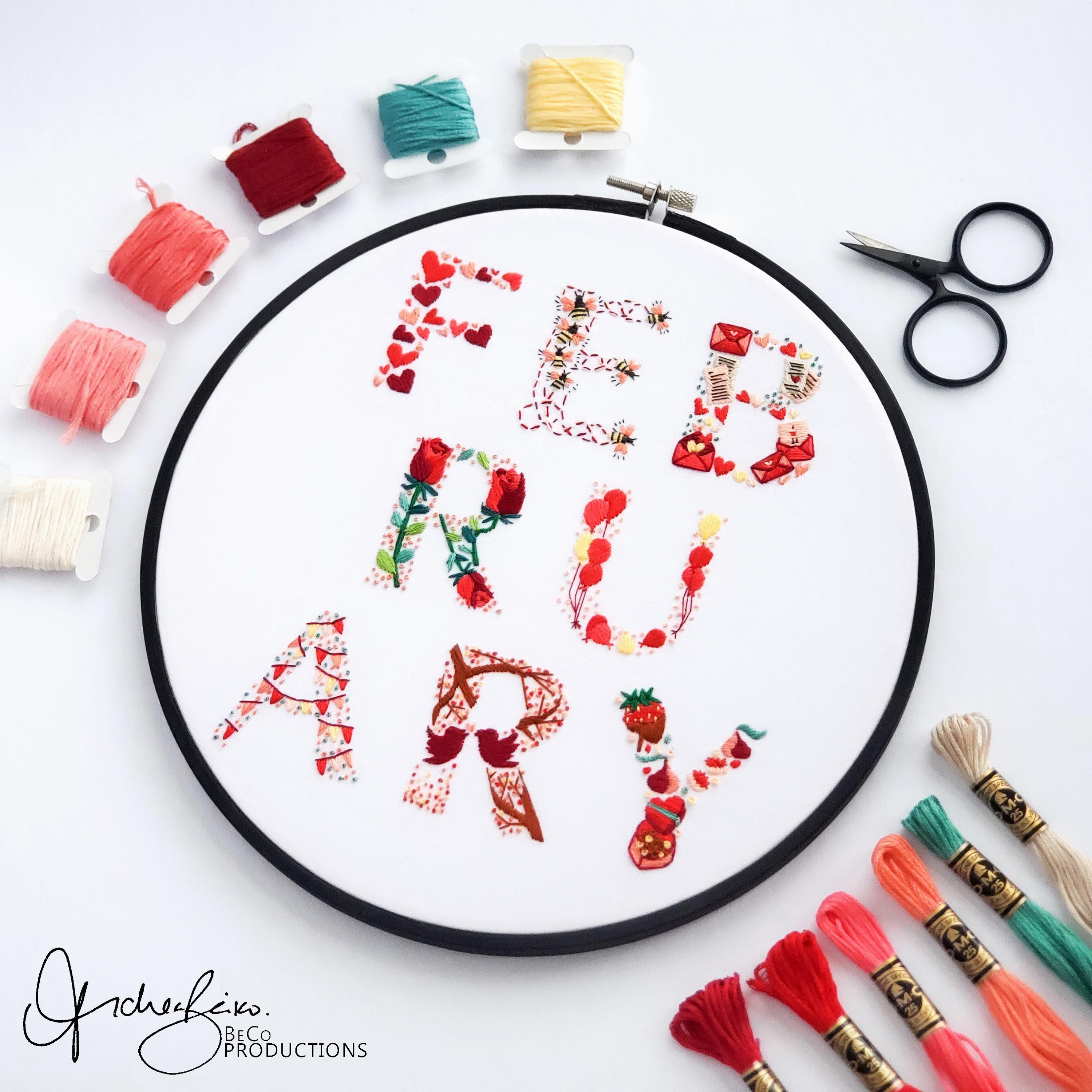 Monthly Text Bundle - PDF Digital Download Embroidery Series Pattern & Guide