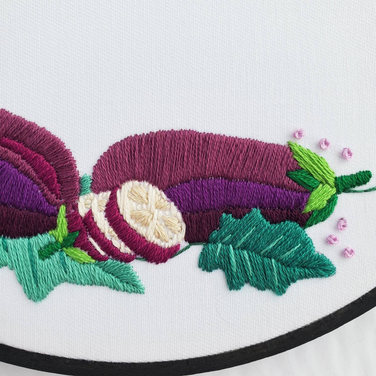 Eggplant Wreath- PDF Digital Download Embroidery Pattern & Guide