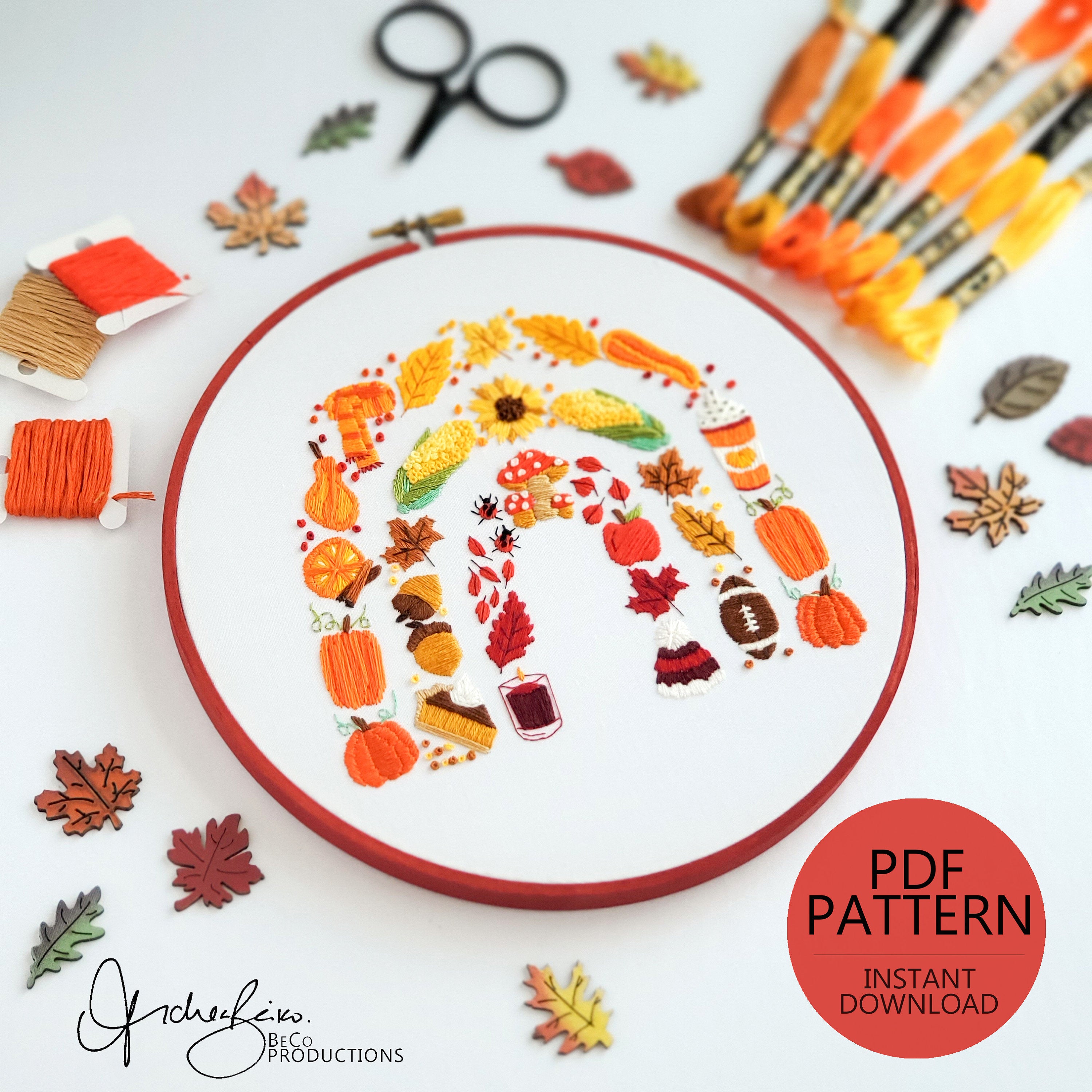 Autumn Rainbow - PDF Digital Download Embroidery Pattern & Guide