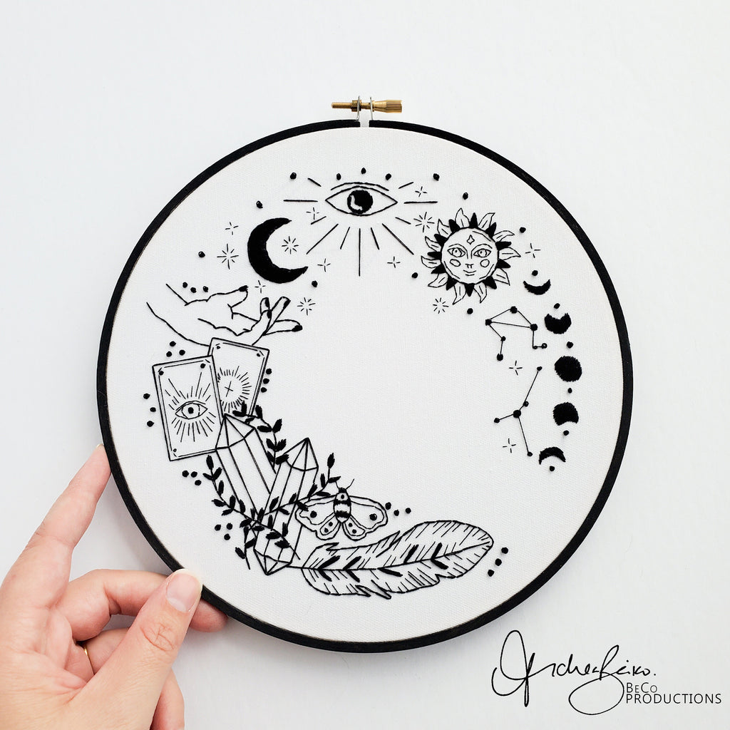 Witchy Mystical Spiritual Wreath - PDF Digital Download Embroidery Pattern & Guide