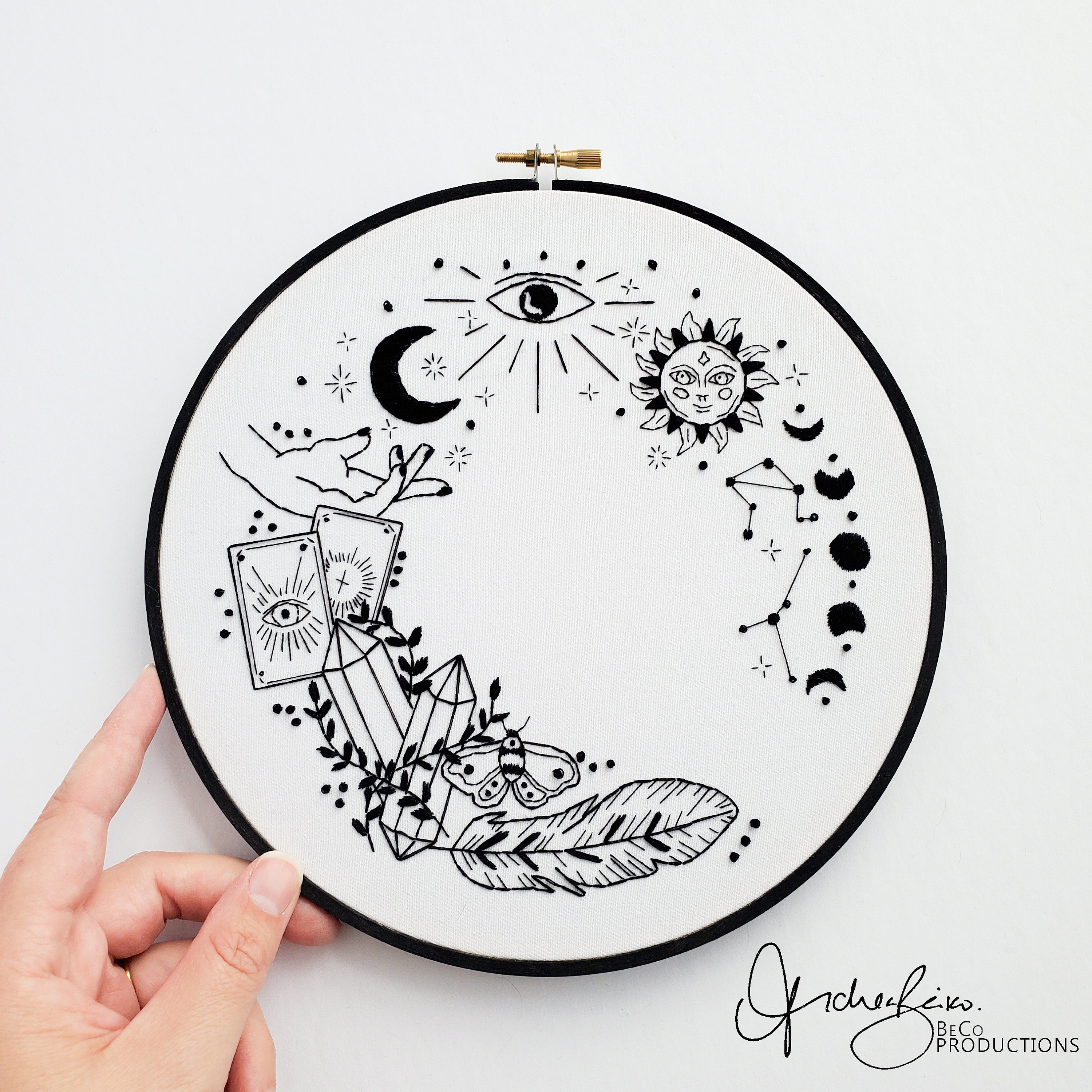 Witchy Mystical Spiritual Wreath - PDF Digital Download Embroidery Pattern & Guide