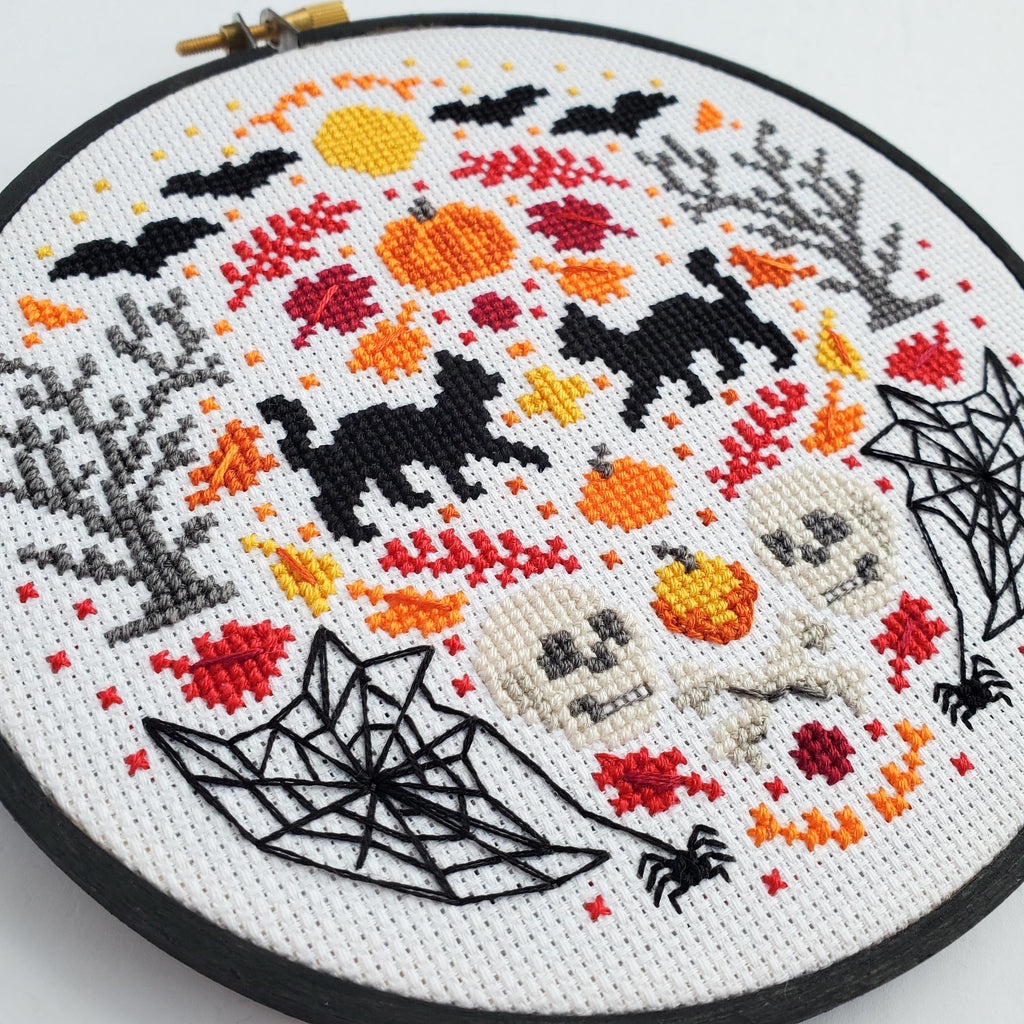HALLOWEEN Folk Art Inspired Series Cross Stitch Pattern & Guide, DIY Digital Download, PDF Pattern (BeCoProductions) Halloween Stitch