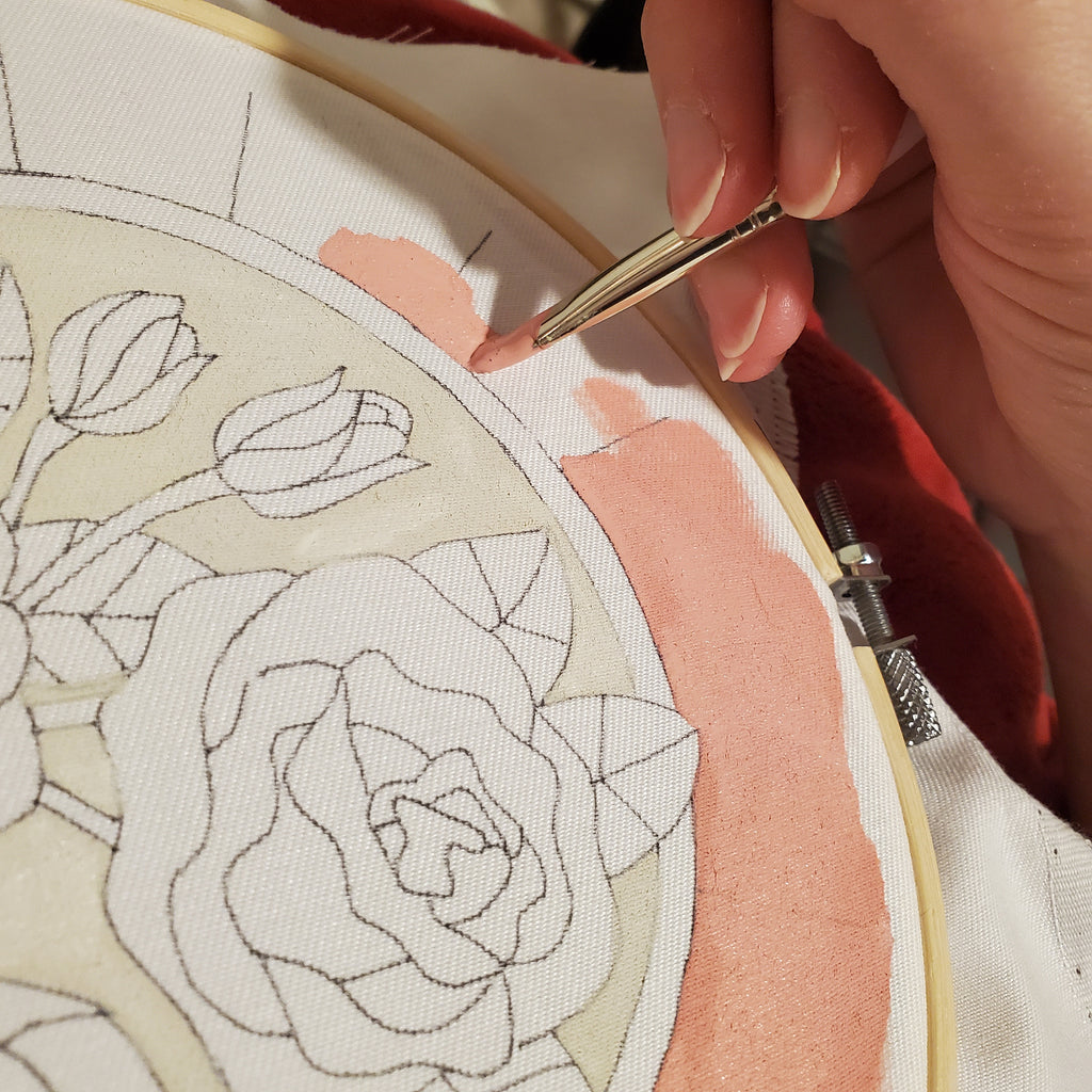 FEBRUARY Monthly Series Stained Glass Roses- PDF Digital Download Embroidery Pattern & Guide