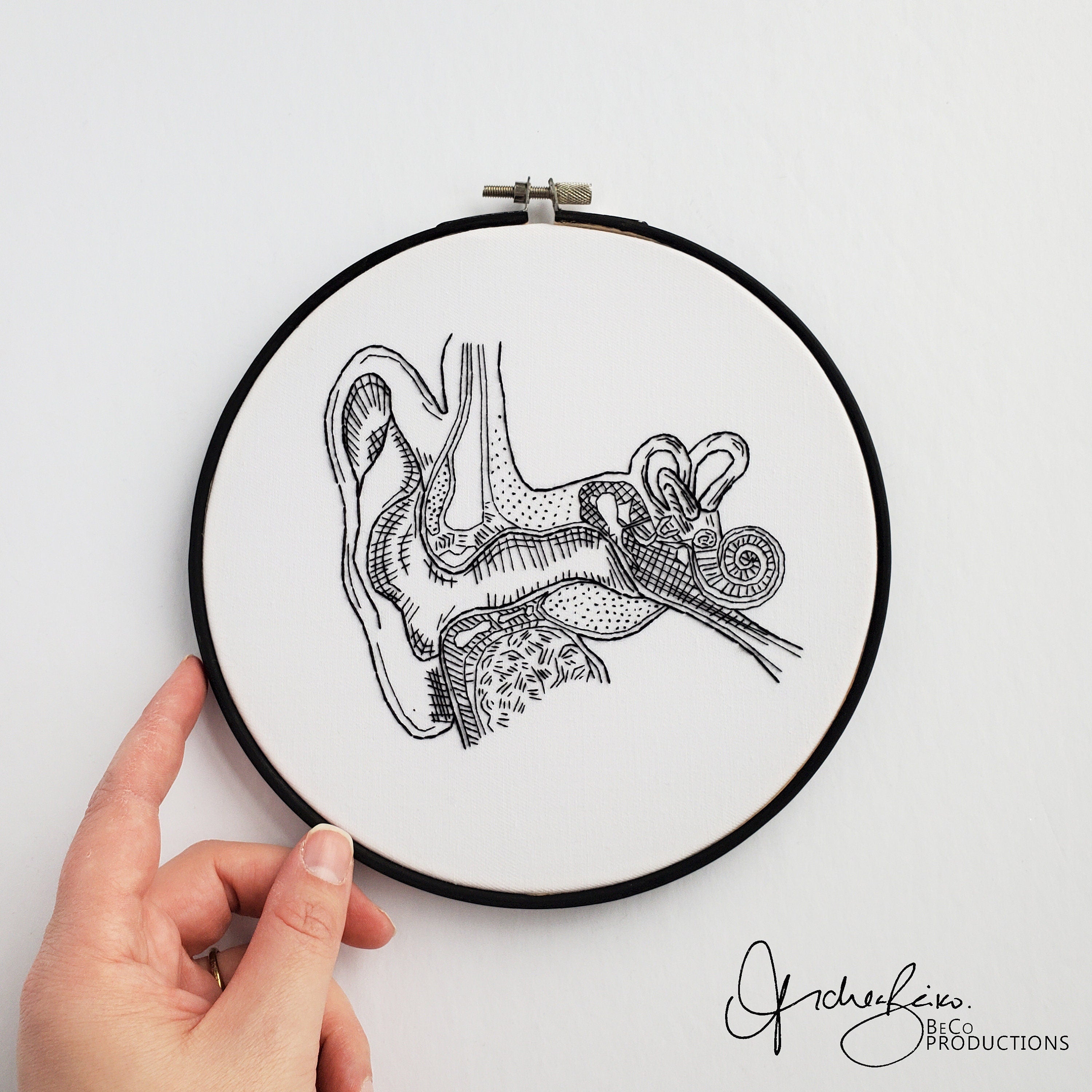 Ear and Inner Ear Anatomy - PDF Digital Download Embroidery Pattern & Guide