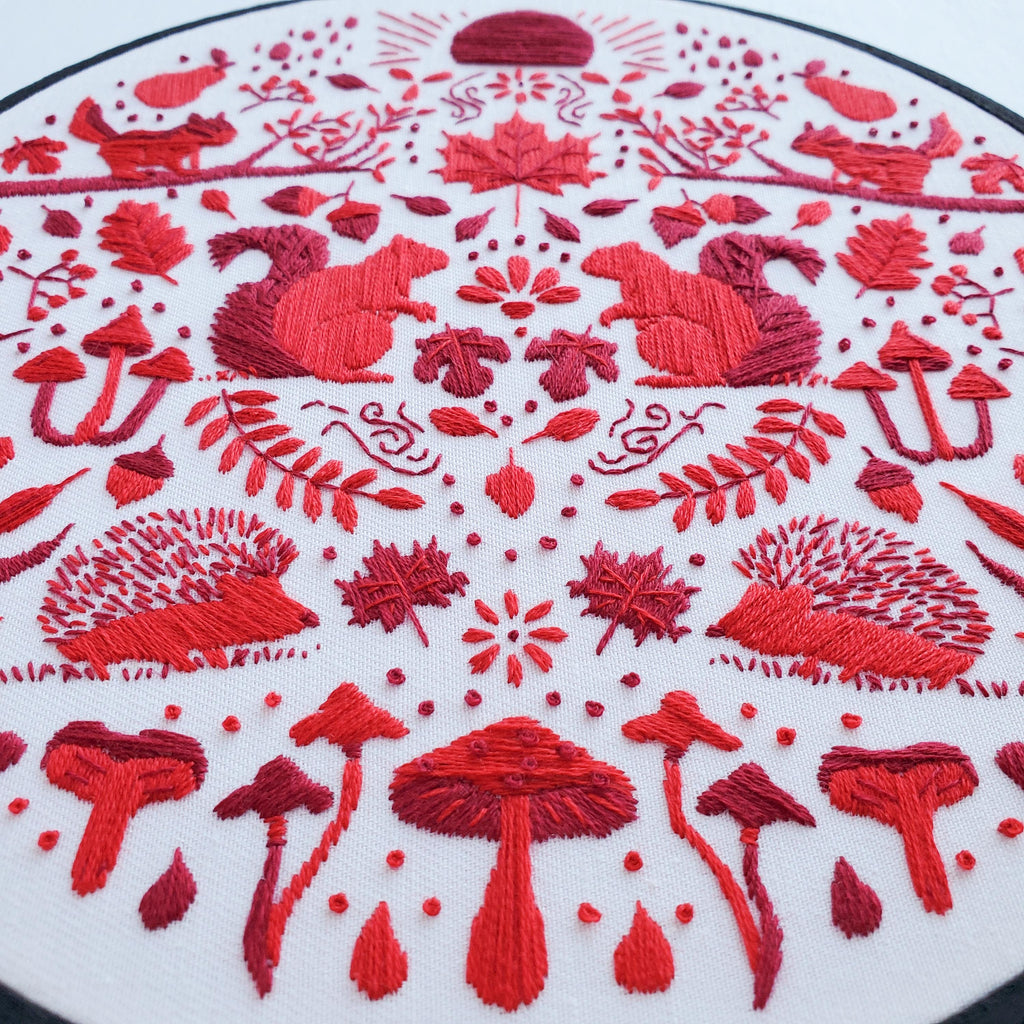 SEPTEMBER Monthly Monochromatic Folk Art Inspired Series - PDF Digital Download Embroidery Pattern & Guide