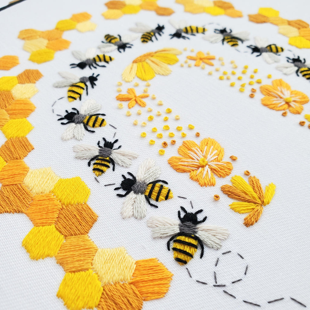 Bee Embroidery BUNDLE - DIY Digital Download Embroidery Pattern & Guide