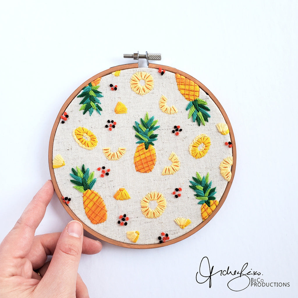 Pineapple Life Cycle Print - PDF DIgital Download Embroidery Pattern & Guide