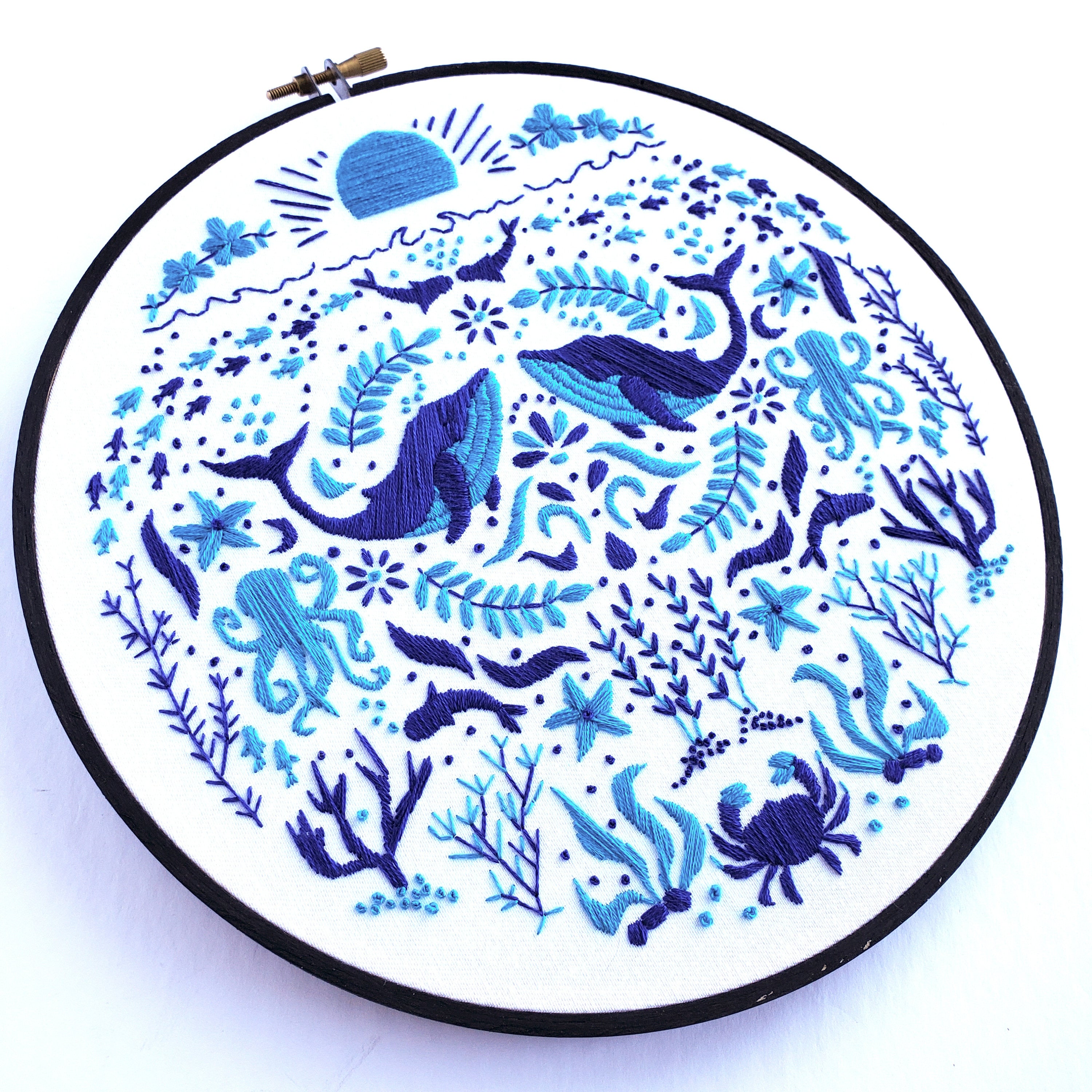JUNE Monthly Monochromatic Folk Art Inspired Series - PDF Digital Download Embroidery Pattern & Guide