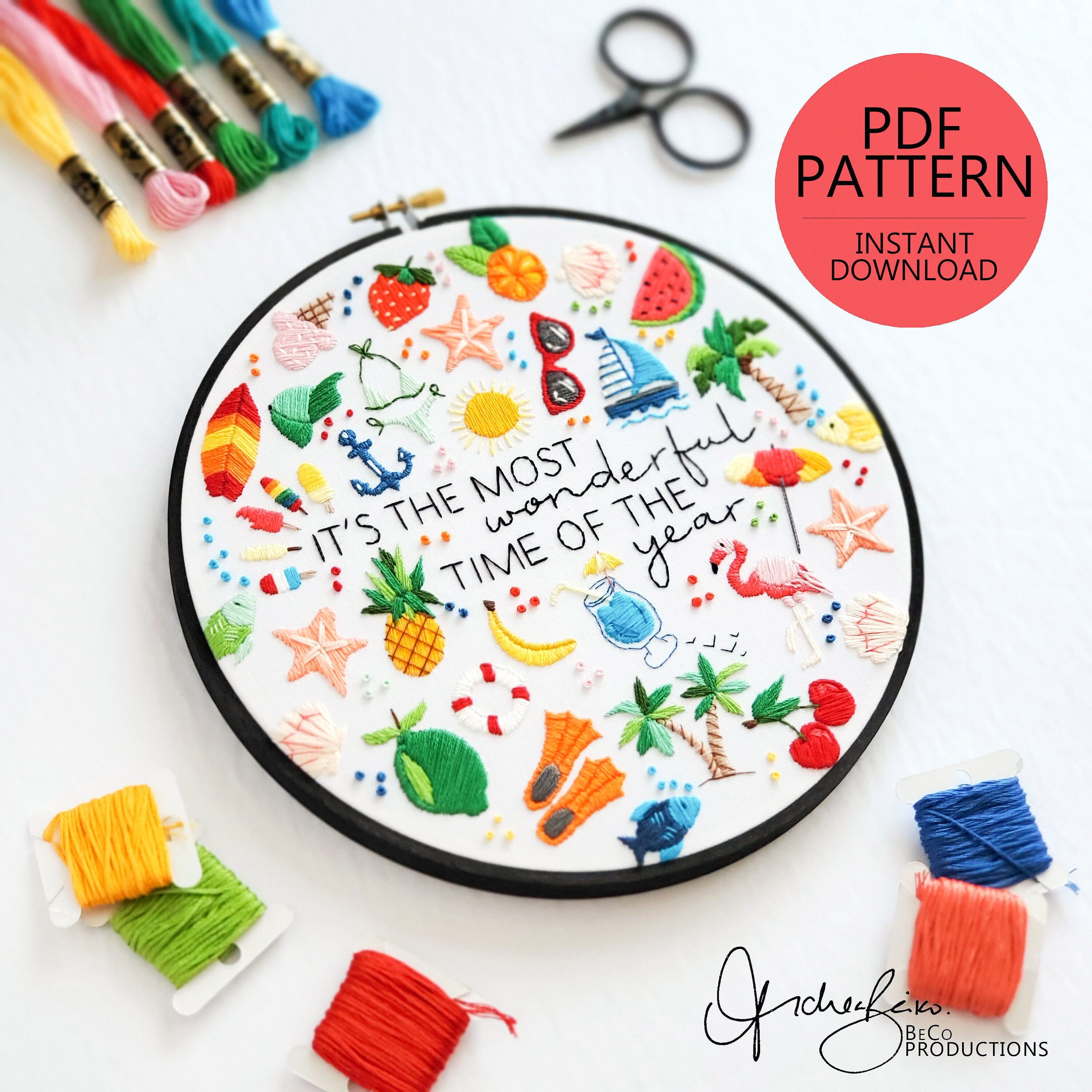 It's The Most Wonderful Time Of The Year - Summer Edition - PDF Digital Download Embroidery Pattern & Guide
