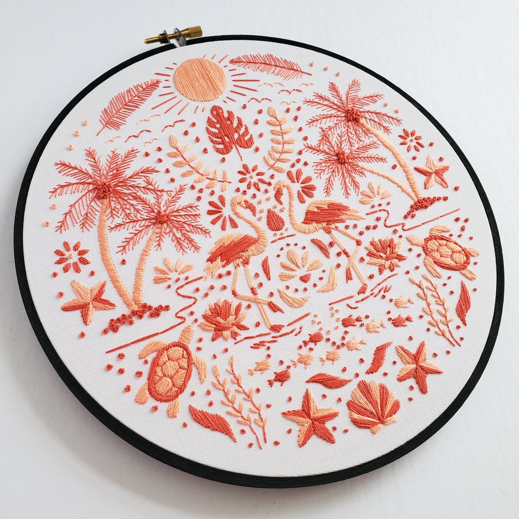 JULY Monthly Monochromatic Folk Art Inspired Series - PDF Digital Download Embroidery Pattern & Guide