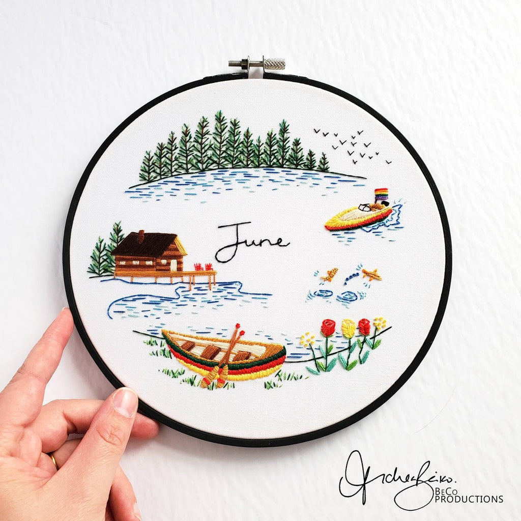 JUNE Monthly Series Wreath - PDF Digital Download Embroidery Pattern & Guide