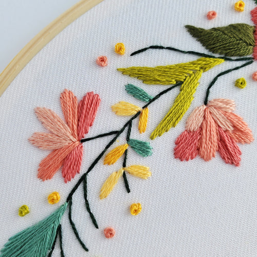 Believe In Yourself Floral Wreath - PDF Digital Download Embroidery Pattern & Guide