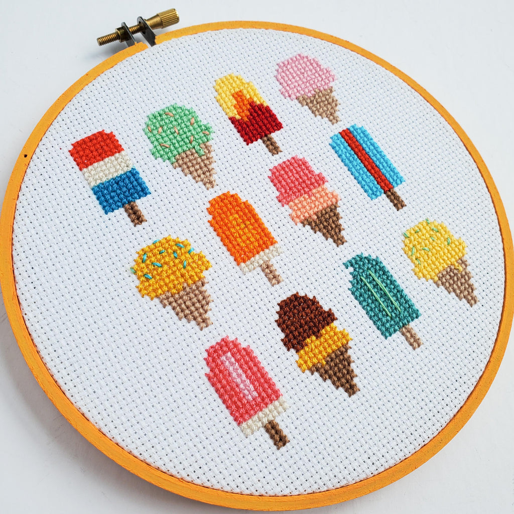 Ice Cream and Ice Pop Grid - PDF Digital Download Cross Stitch Pattern & Guide