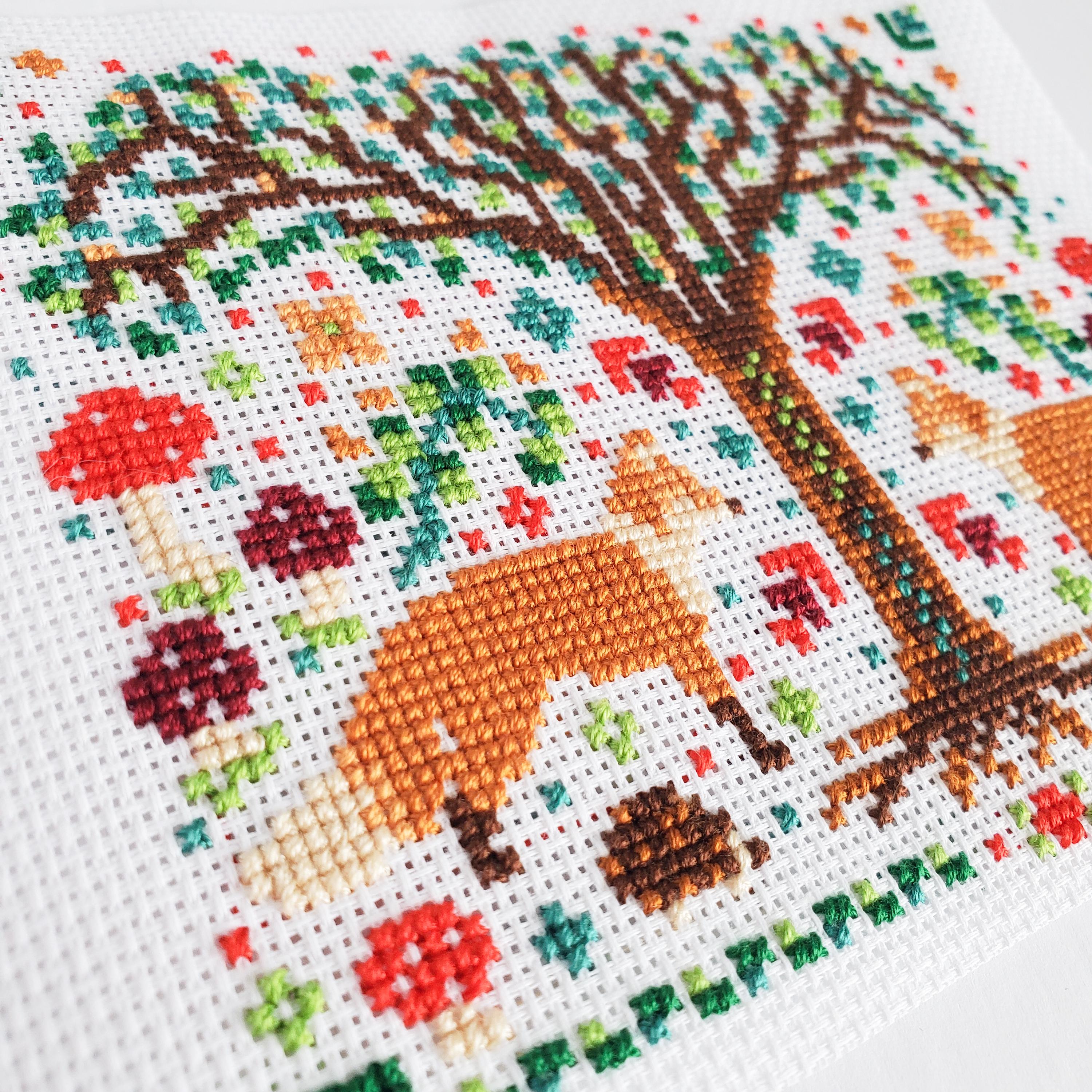 Spring Fox Folk Art Scene - PDF Digital Download Cross Stitch Pattern & Guide