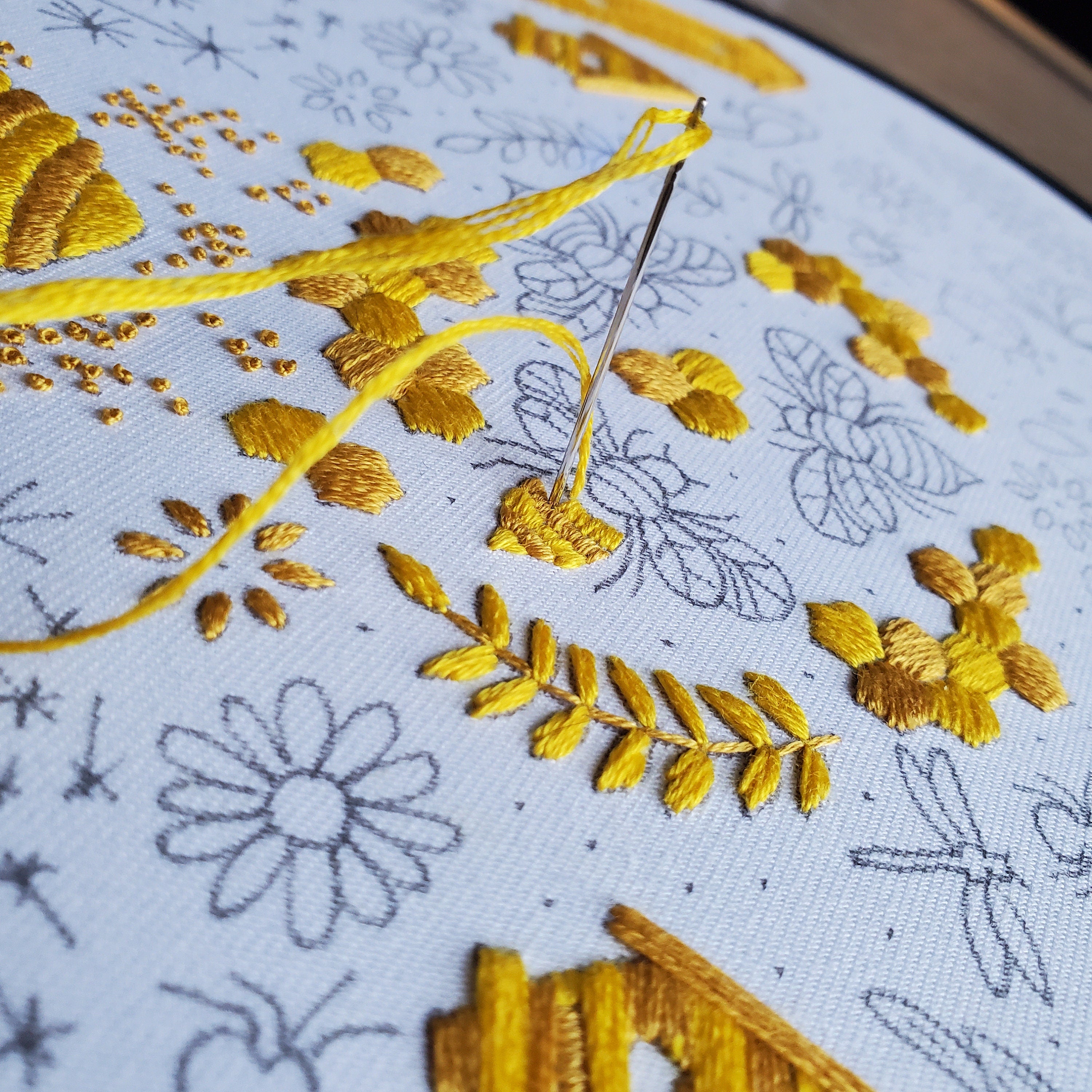 MAY Monthly Monochromatic Folk Art Inspired Series - PDF Digital Download Embroidery Pattern & Guide