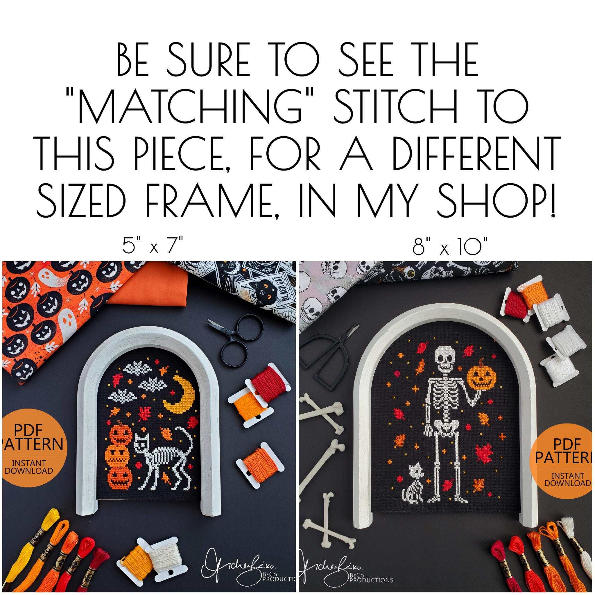 Skeleton Pumpkin Skeleton - PDF Digital Download Cross Stitch Pattern & Guide