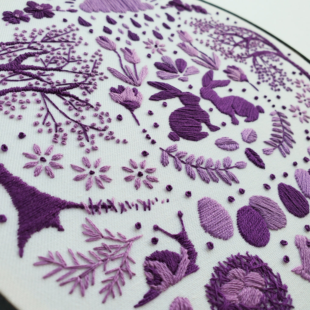 APRIL Monthly Monochromatic Folk Art Inspired Series - PDF Digital Download Embroidery Pattern & Guide