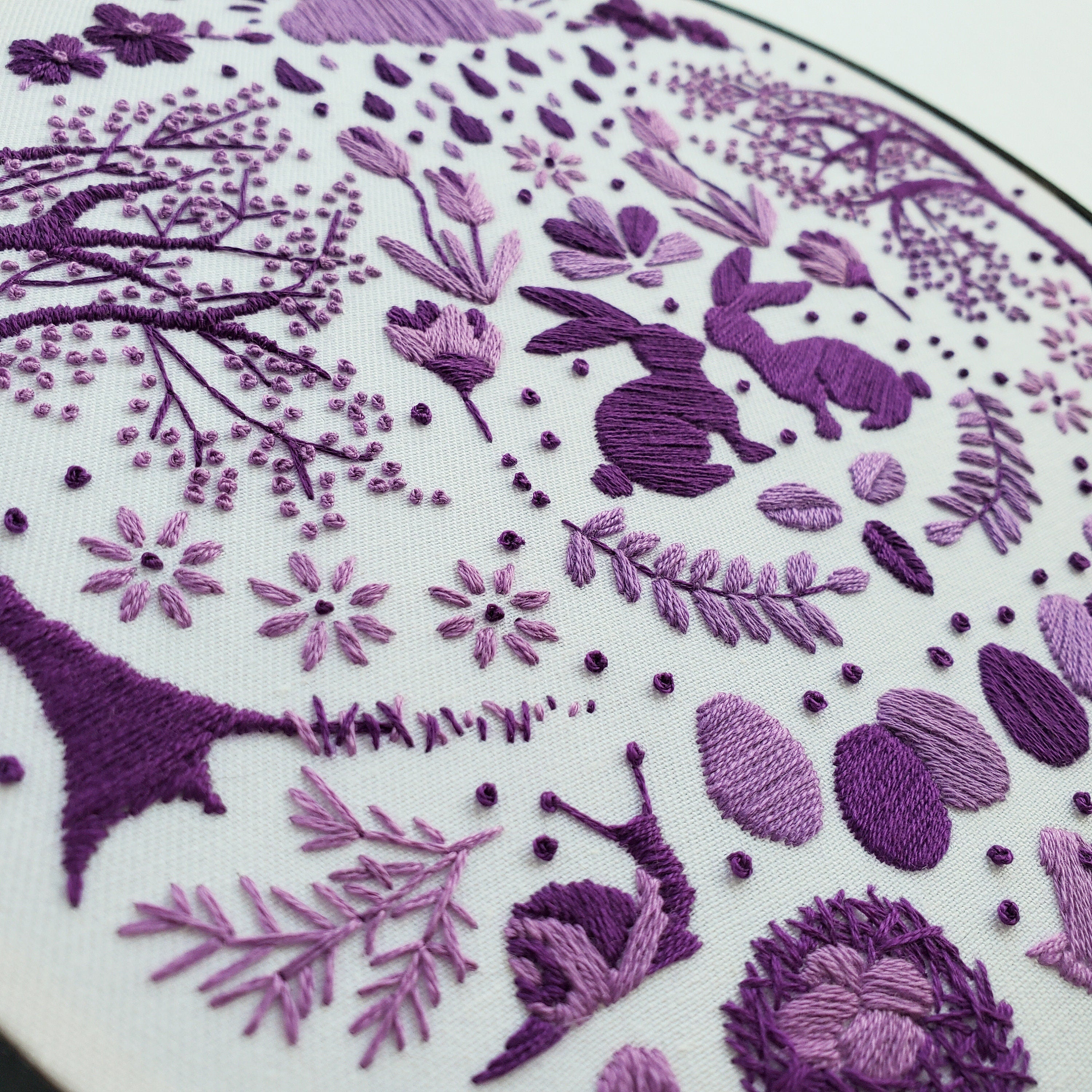 APRIL Monthly Monochromatic Folk Art Inspired Series - PDF Digital Download Embroidery Pattern & Guide