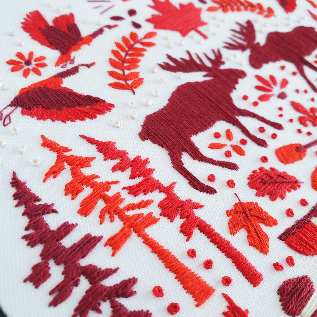 Canada Monochromatic Folk Art Inspired Series - PDF Digital Download Embroidery Pattern & Guide