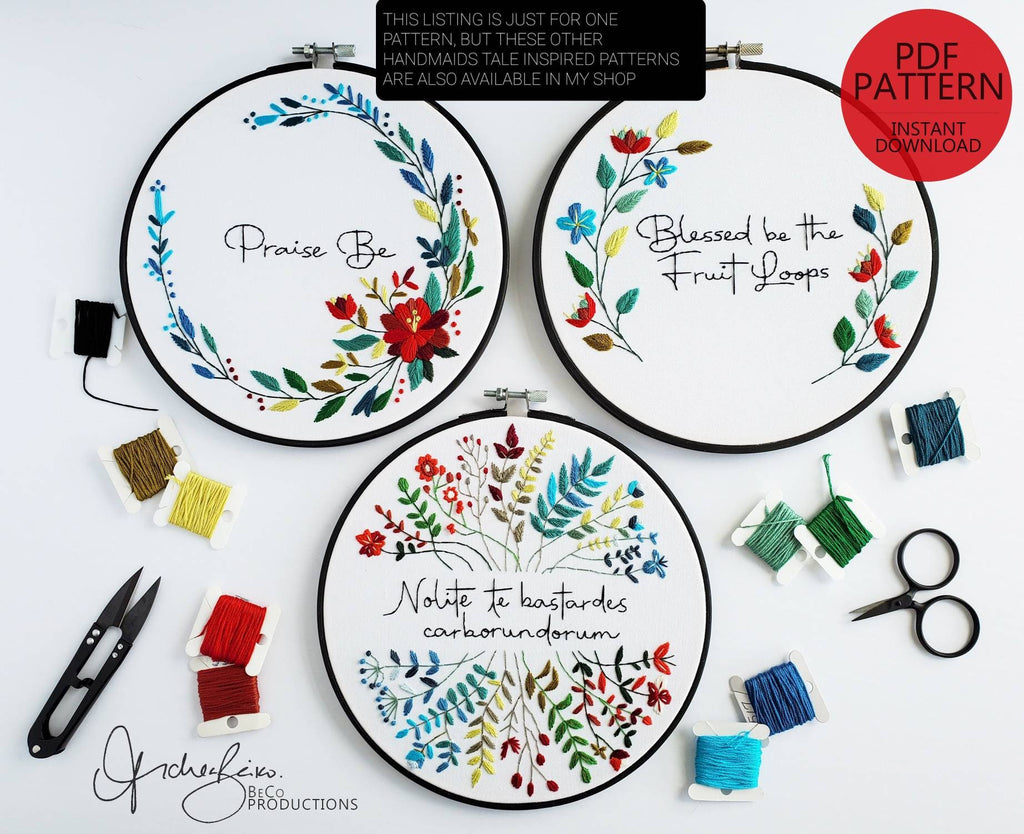 Praise Be Floral Wreath - PDF Digital Download Embroidery Pattern & Guide