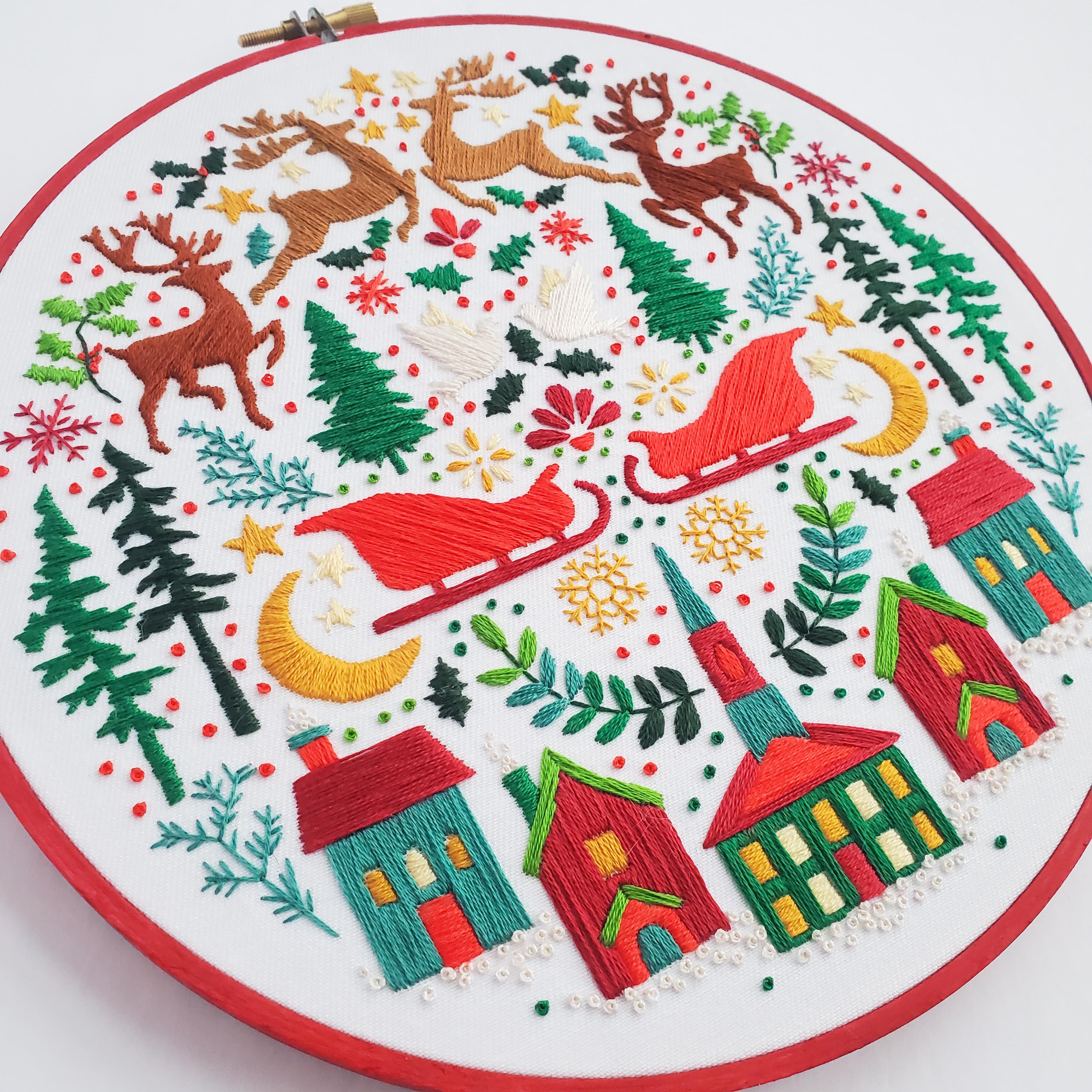 Christmas Folk Art Inspired Series - PDF Digital Download Embroidery Pattern & Guide