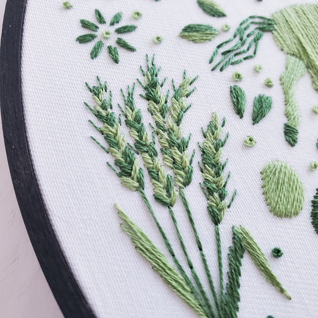 AUGUST Monthly Monochromatic Folk Art Inspired Series - PDF Digital Download Embroidery Pattern & Guide