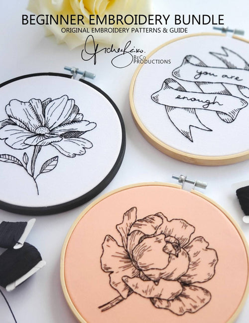 Beginners Embroidery Bundle - PDF Digital Download Embroidery Patterns & Guide