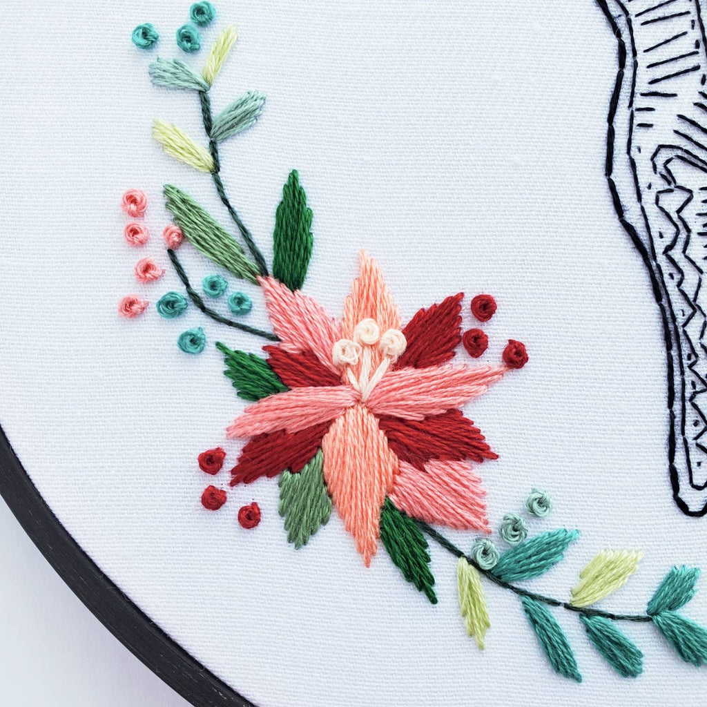 No Uterus No Opinion - Floral Uterus Anatomy PDF Digital Download Embroidery Pattern & Guide