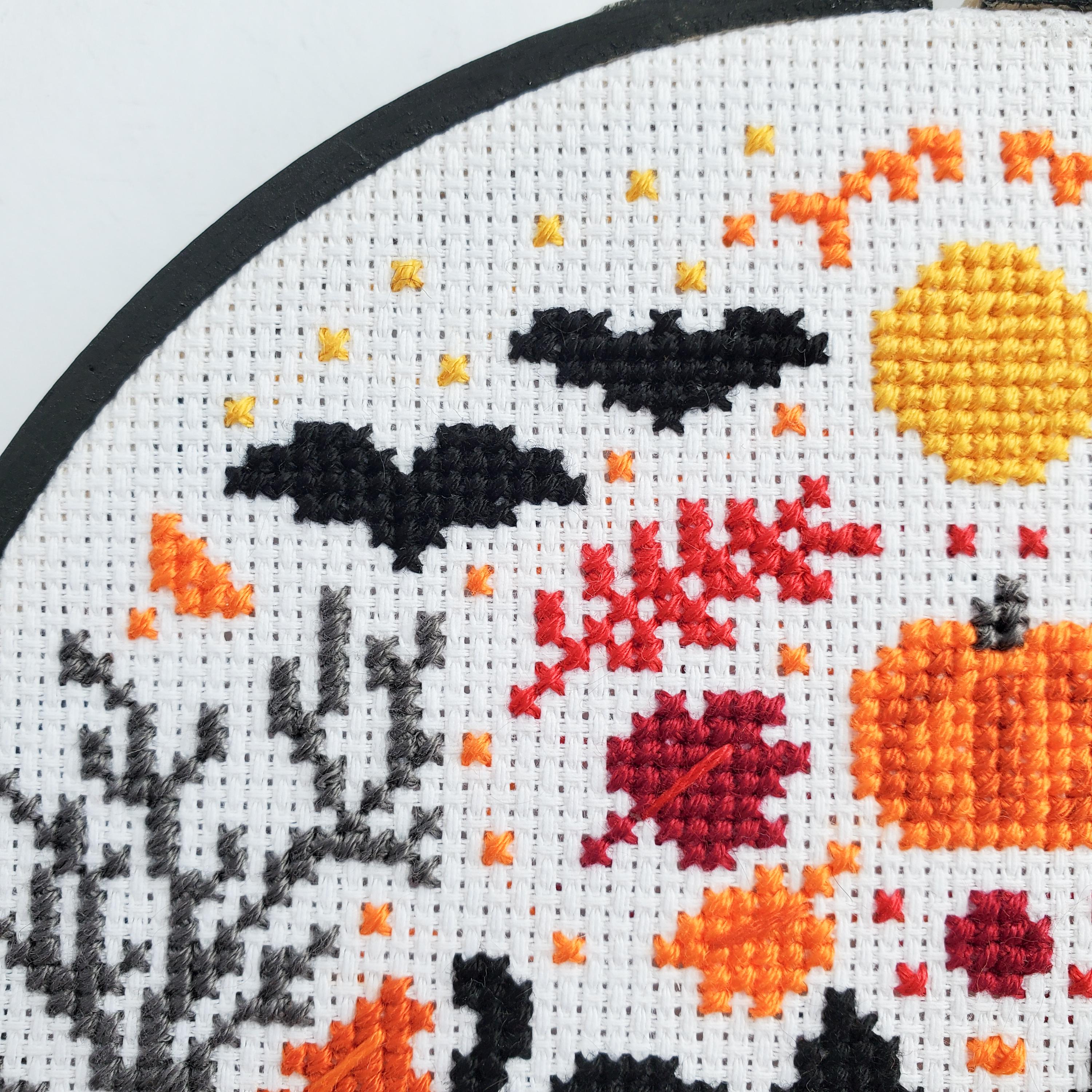 HALLOWEEN Folk Art Inspired Series Cross Stitch Pattern & Guide, DIY Digital Download, PDF Pattern (BeCoProductions) Halloween Stitch