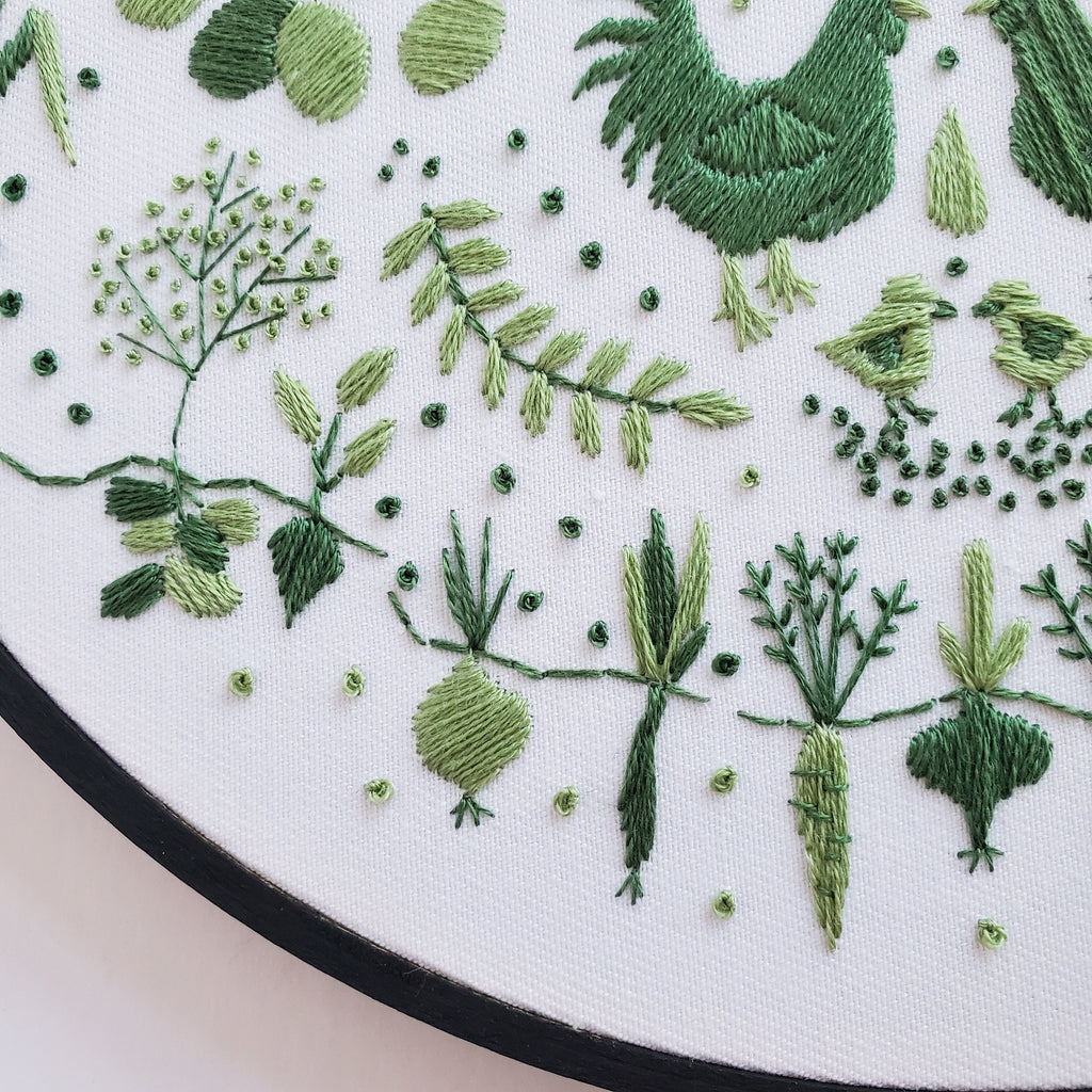 AUGUST Monthly Monochromatic Folk Art Inspired Series - PDF Digital Download Embroidery Pattern & Guide