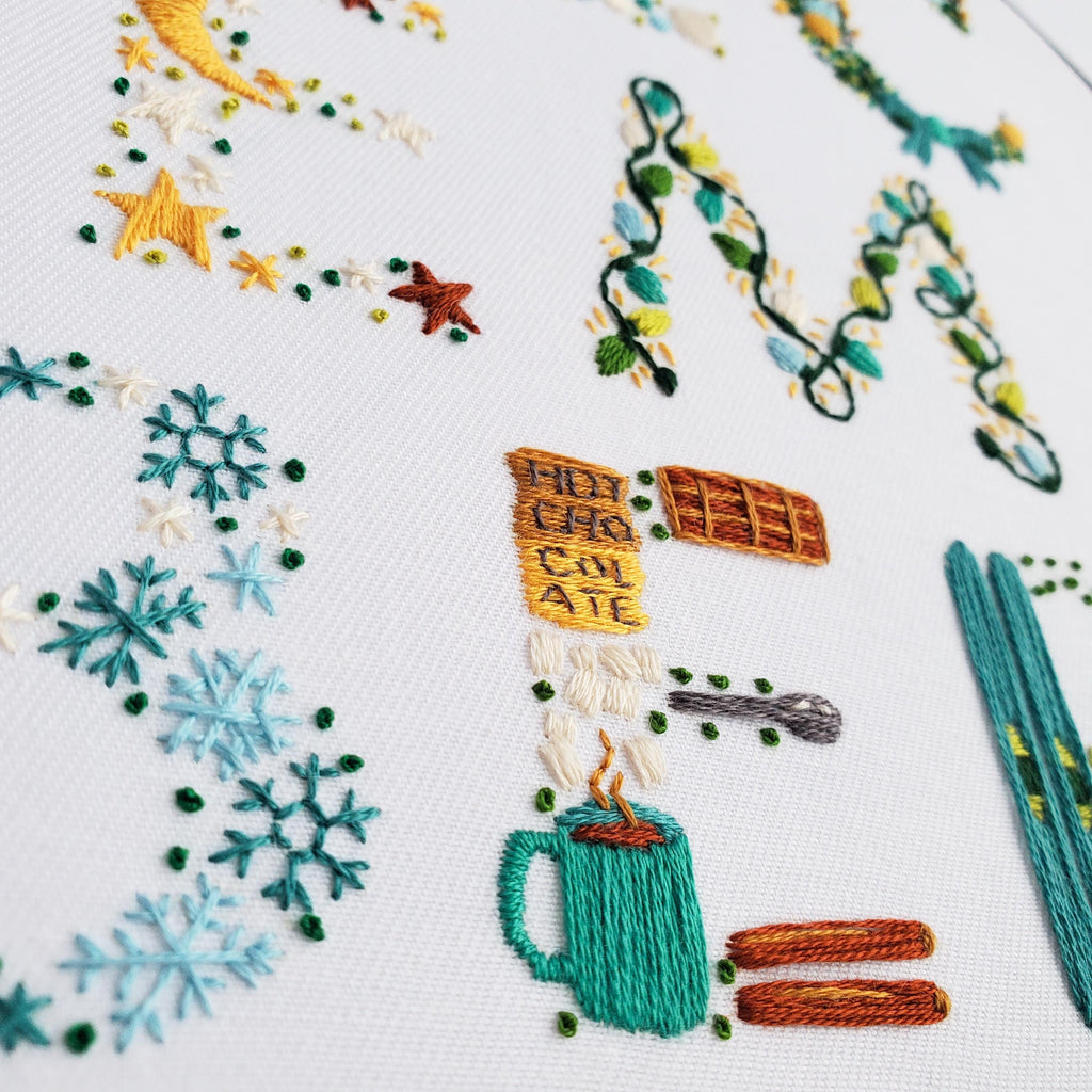 DECEMBER Monthly Text Series - PDF Digital Download Embroidery Series Pattern & Guide
