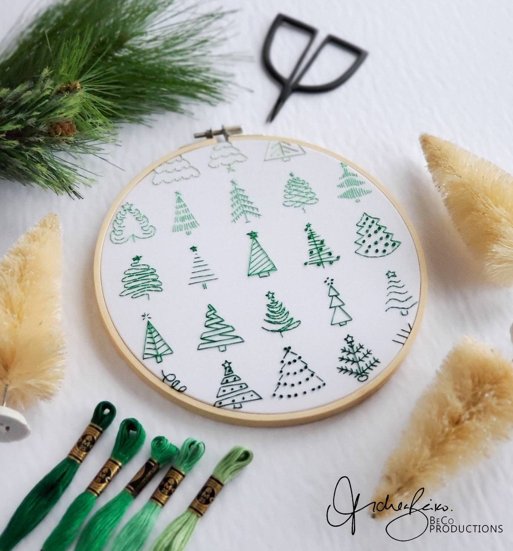 Christmas Tree Print - PDF Digital Download Embroidery Pattern & Guide