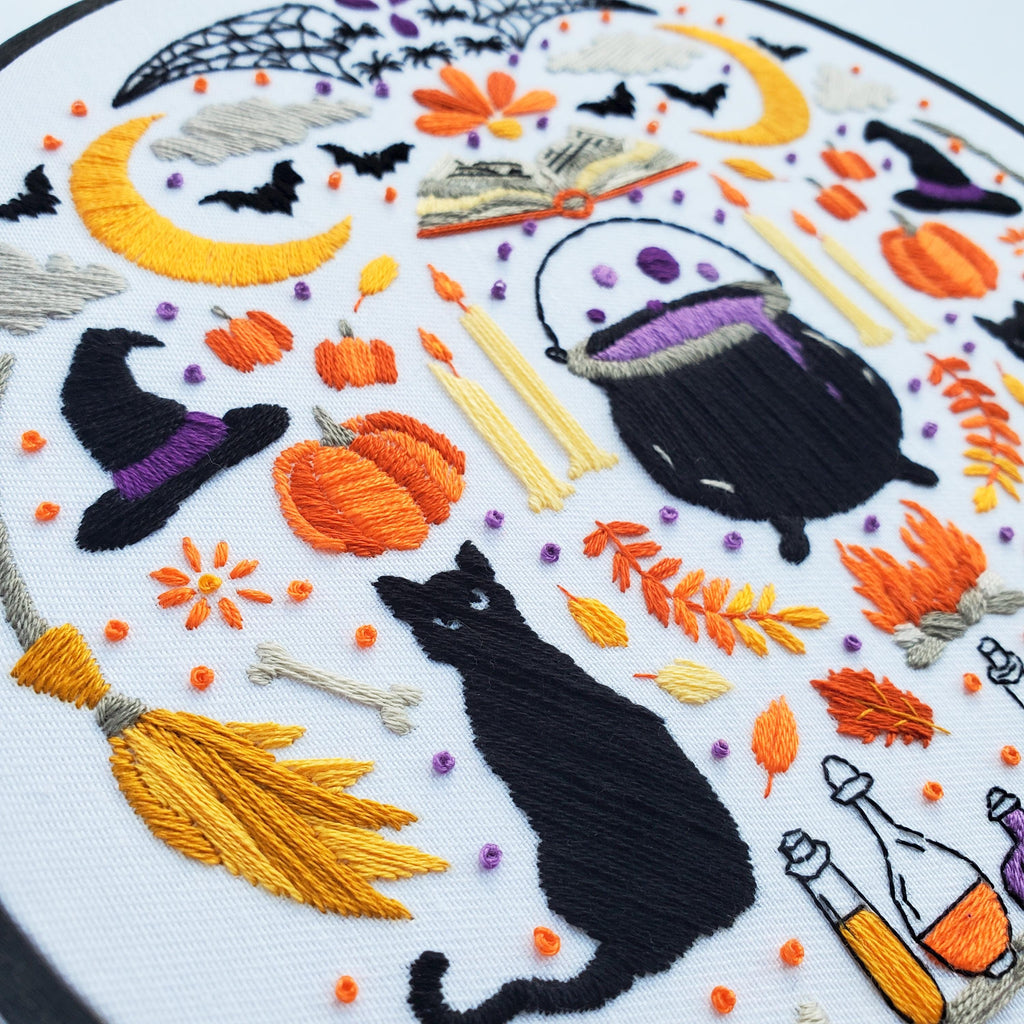 Witch Folk Art Inspired Series - PDF Digital Download Embroidery Pattern & Guide