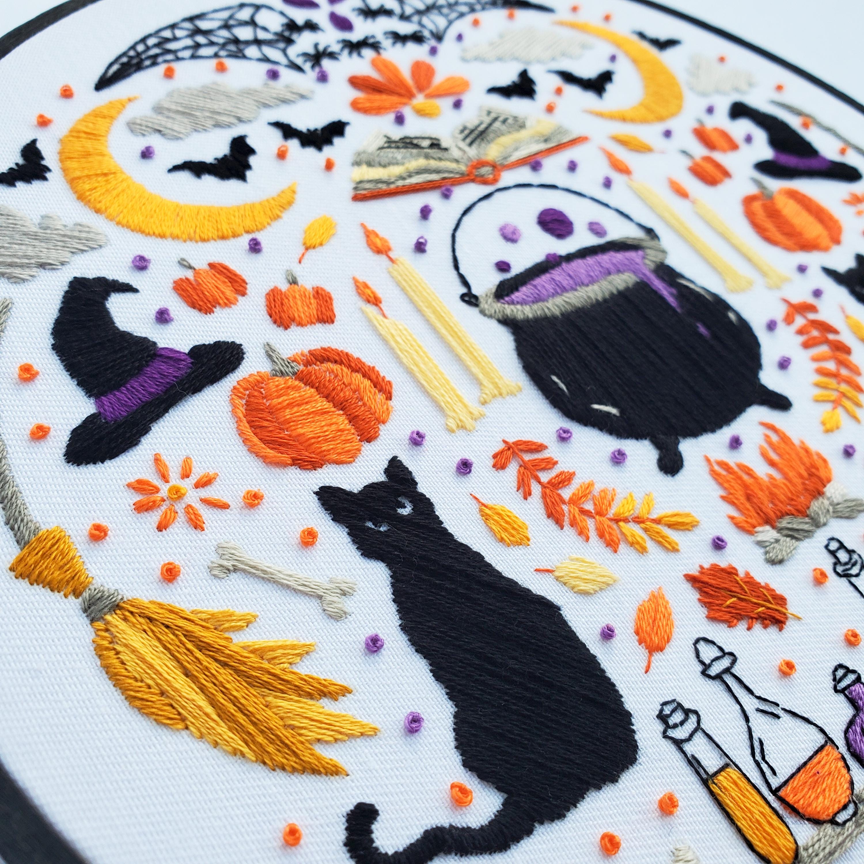 Witch Folk Art Inspired Series - PDF Digital Download Embroidery Pattern & Guide
