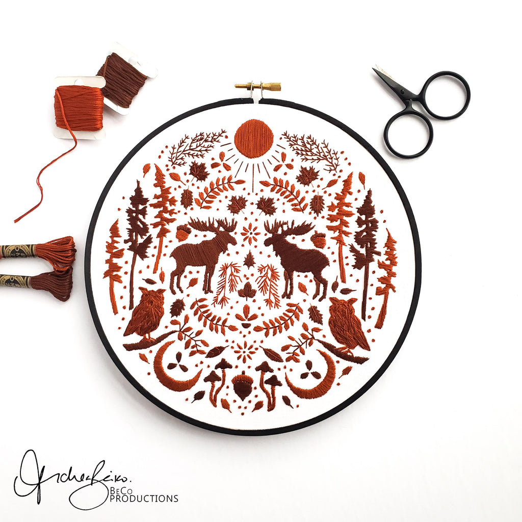 NOVEMBER Monthly Monochromatic Folk Art Inspired Series - PDF Digital Download Embroidery Pattern & Guide