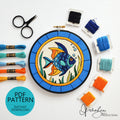 JUNE Monthly Series Stained Glass Fish- PDF Digital Download Embroidery Pattern & Guide