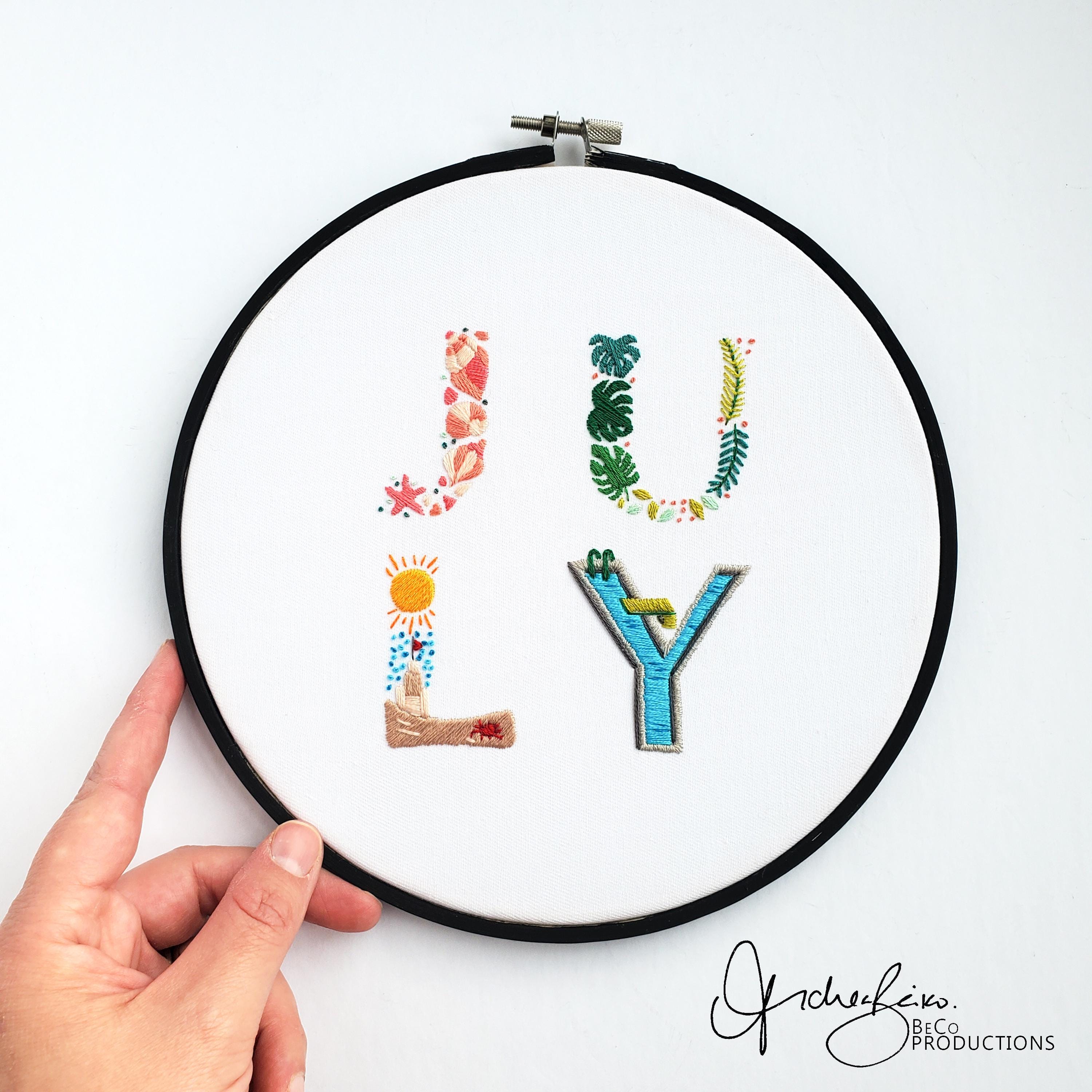 JULY Monthly Text Series - PDF Digital Download Embroidery Series Pattern & Guide