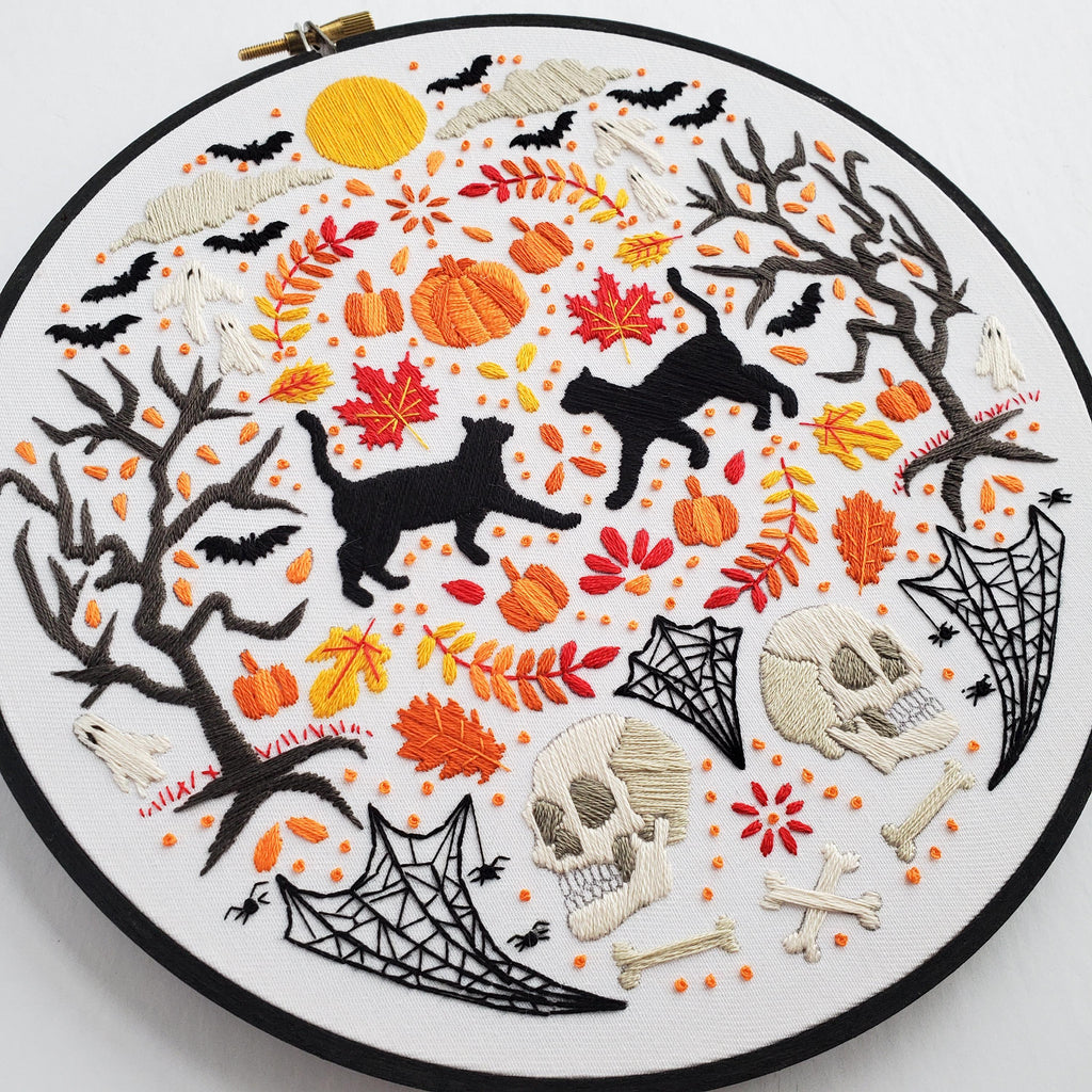 Halloween Folk Art Inspired Series - PDF Digital Download Embroidery Pattern & Guide