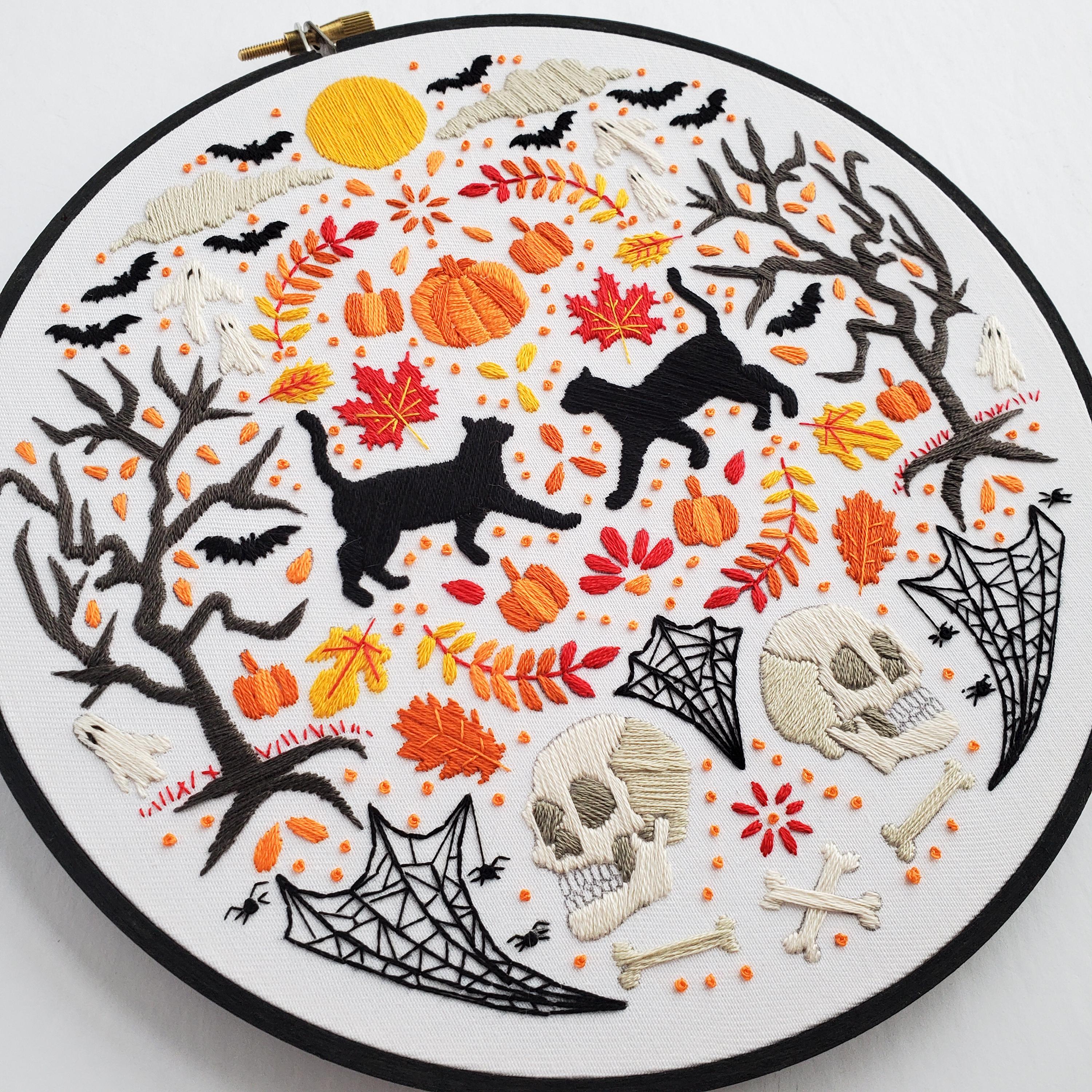 Halloween Folk Art Inspired Series - PDF Digital Download Embroidery Pattern & Guide