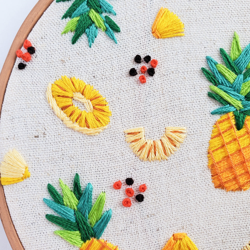 Pineapple Life Cycle Print - PDF DIgital Download Embroidery Pattern & Guide