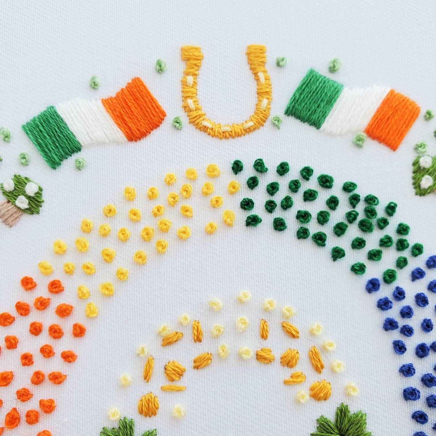 St. Patrick's Day Rainbow - PDF Digital Download Embroidery Pattern & Guide