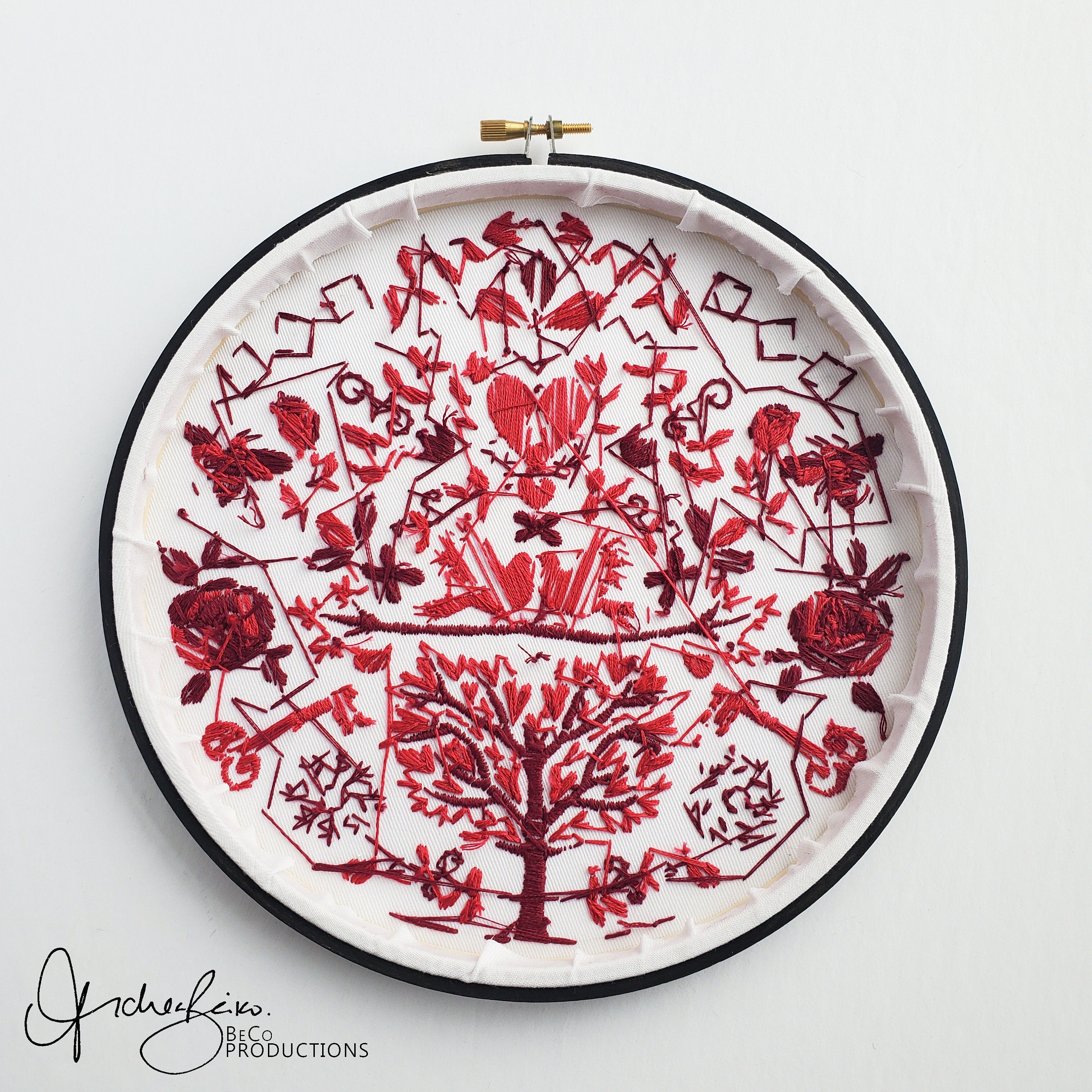 FEBRUARY Monthly Monochromatic Folk Art Inspired Series - PDF Digital Download Embroidery Pattern & Guide