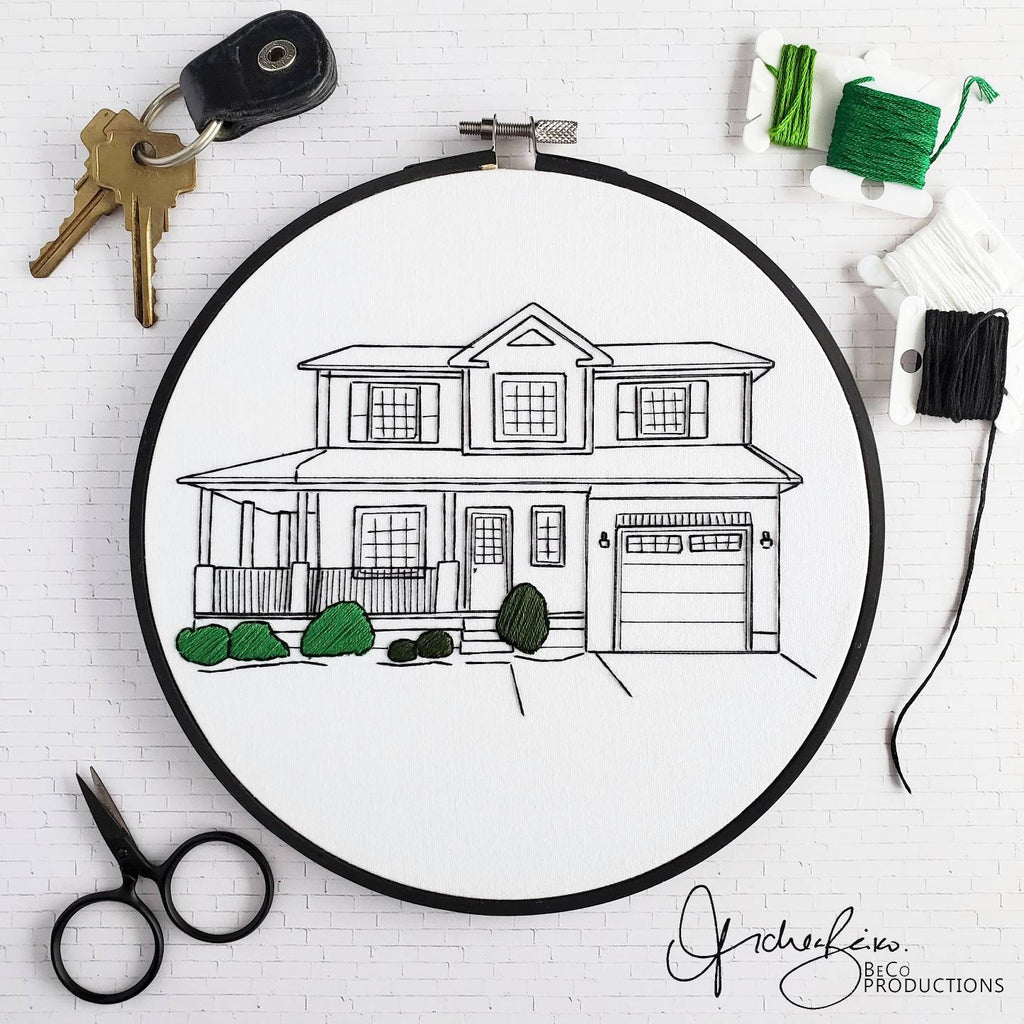 Custom Embroidered House Portrait