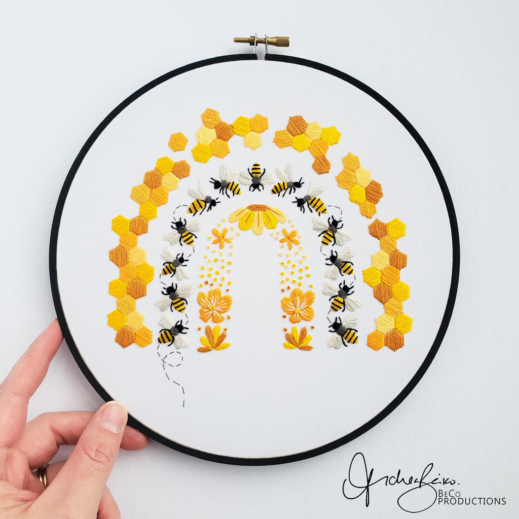 Bee Rainbow - PDF Digital Download Embroidery Pattern & Guide