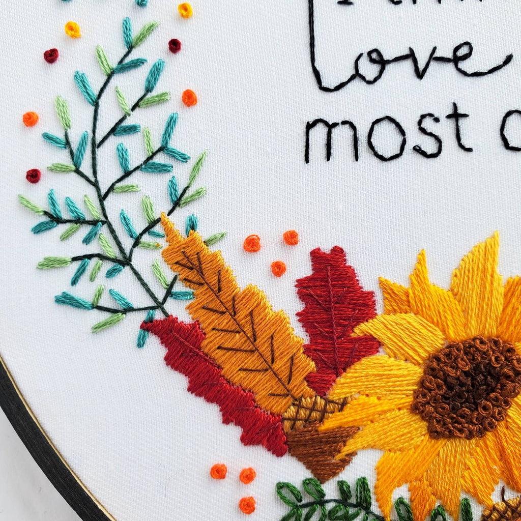 I Think I Love Fall Most Of All -PDF Digital Download Embroidery Pattern & Guide