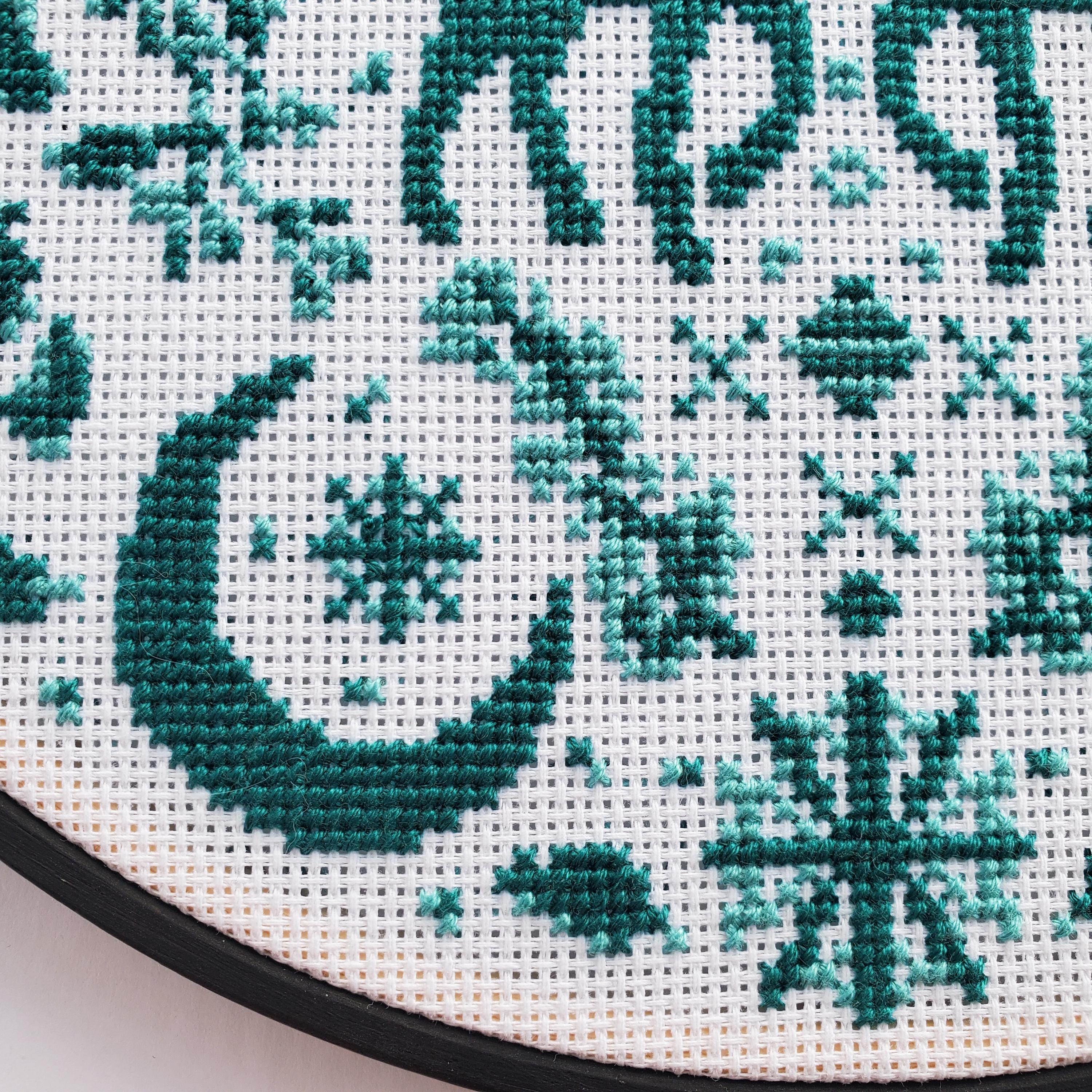 Monochromatic Folk Art Winter Scene - PDF Digital Download Cross Stitch Pattern & Guide