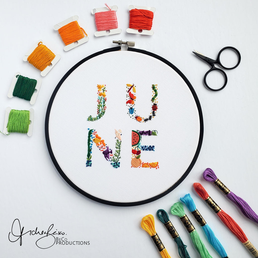 JUNE Monthly Text Series - PDF Digital Download Embroidery Series Pattern & Guide